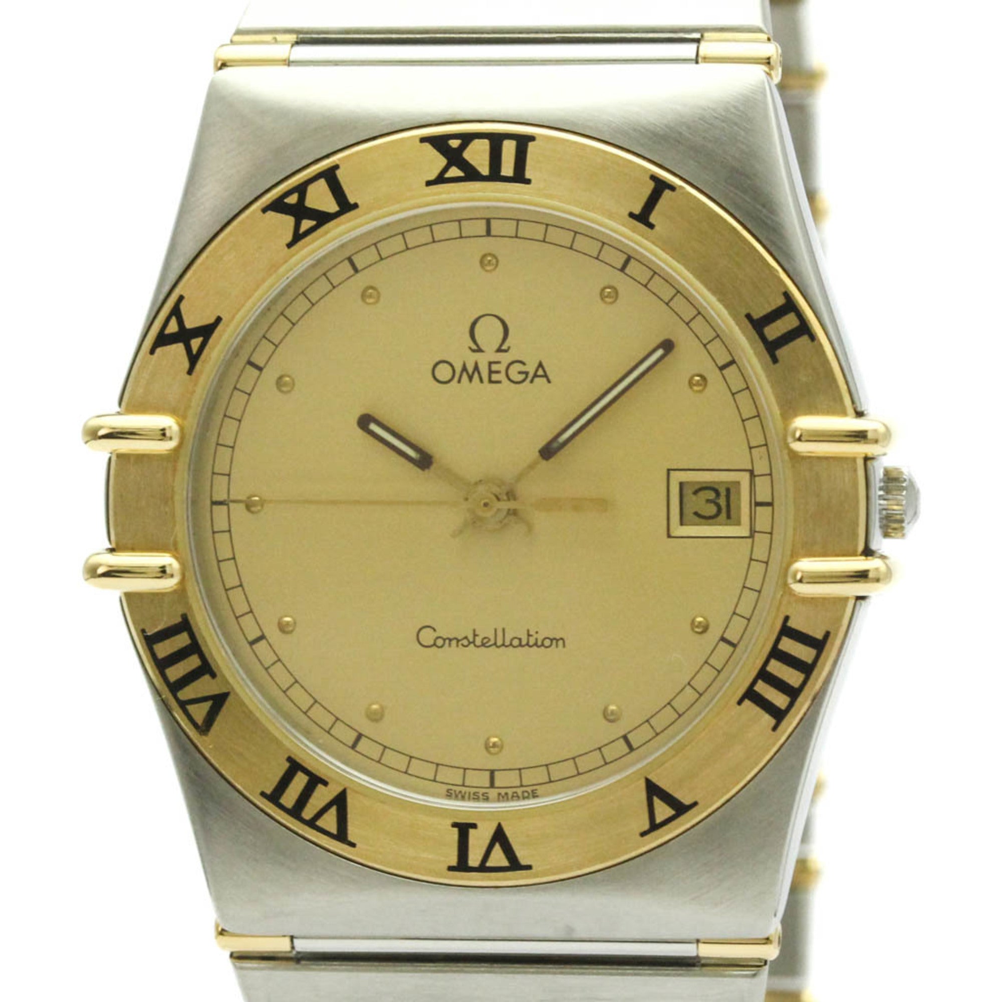 OMEGA Constellation 18K Gold Steel Quartz Mens Watch 396.1070 Polished