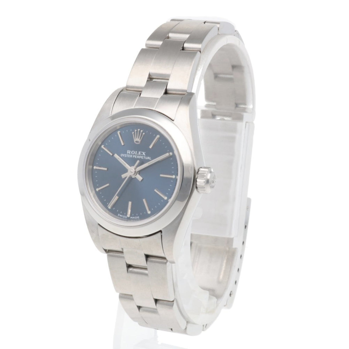 Rolex Oyster Perpetual horloge met blauwe wijzerplaat, 25 mm
