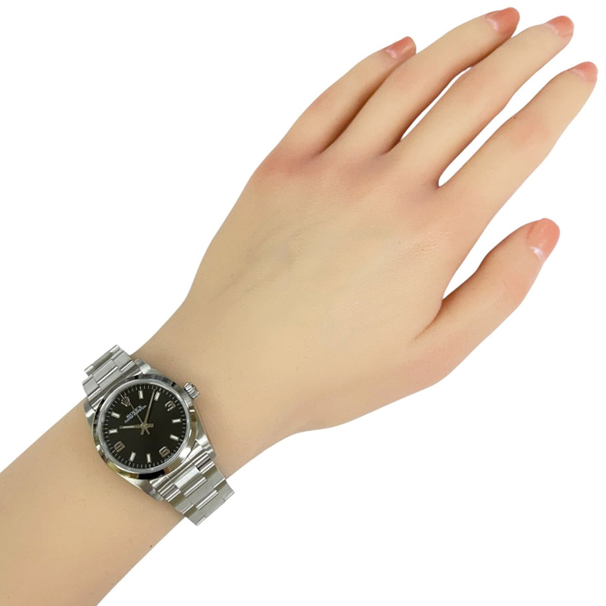 Rolex Oyster Perpetual 77080 Schwarz Zifferblatt 31 mm Uhr