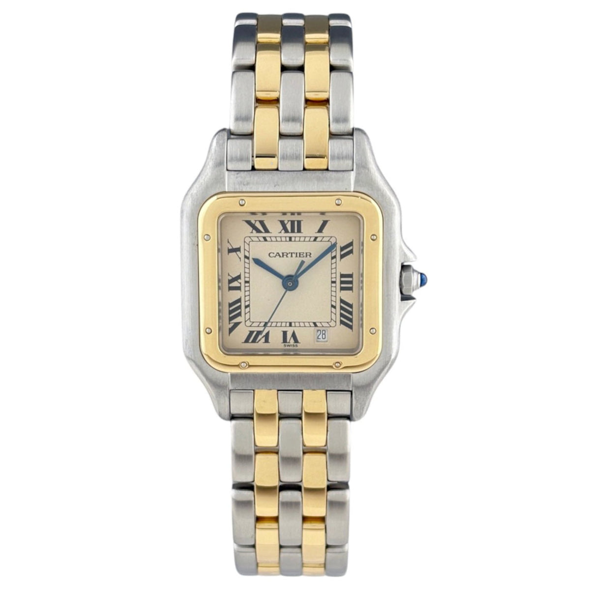 Cartier Panthère MM 2-rijig W25028B6 horloge met beige wijzerplaat, 26 mm
