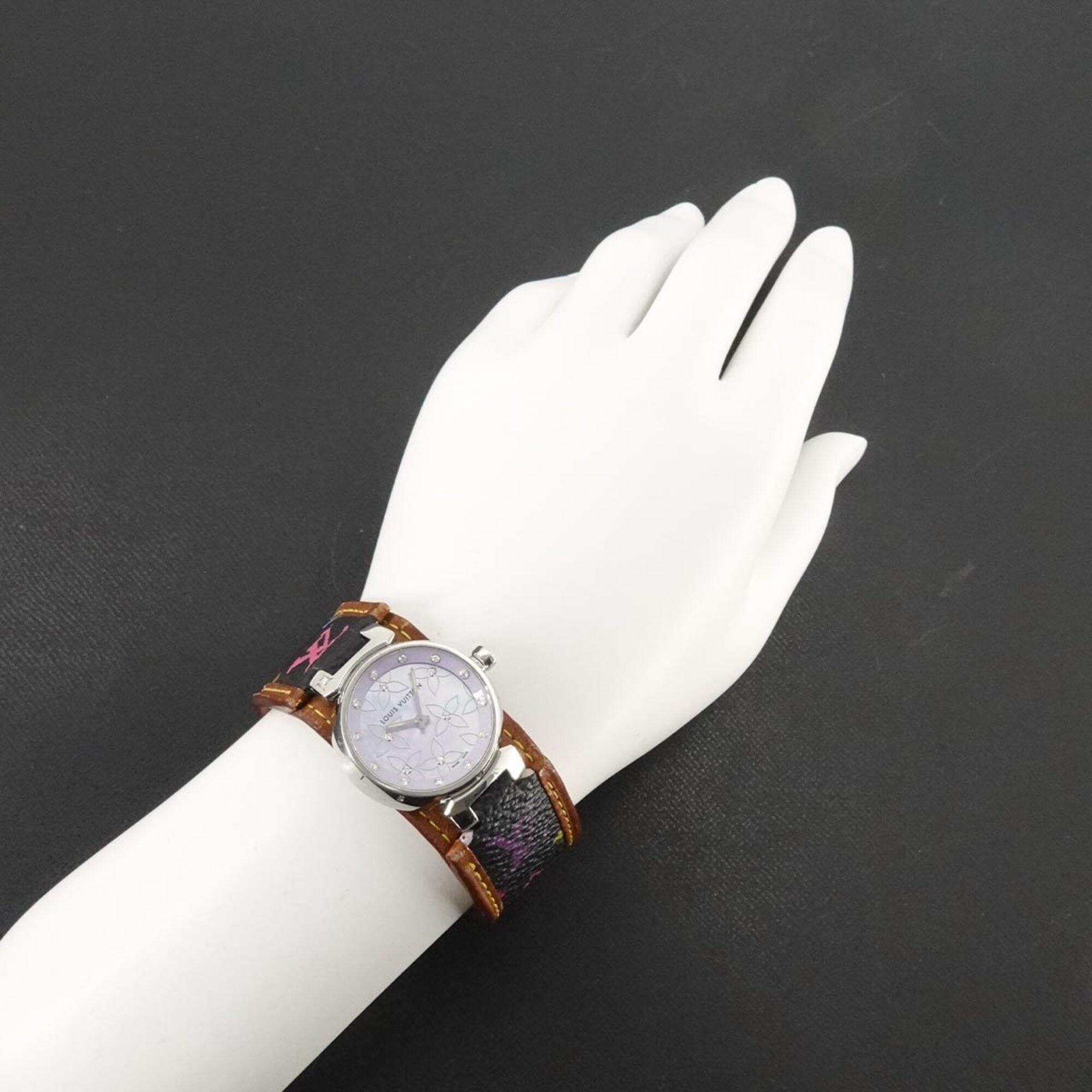 Louis Vuitton Tambour Q1210 Purple Dial 28mm Watch