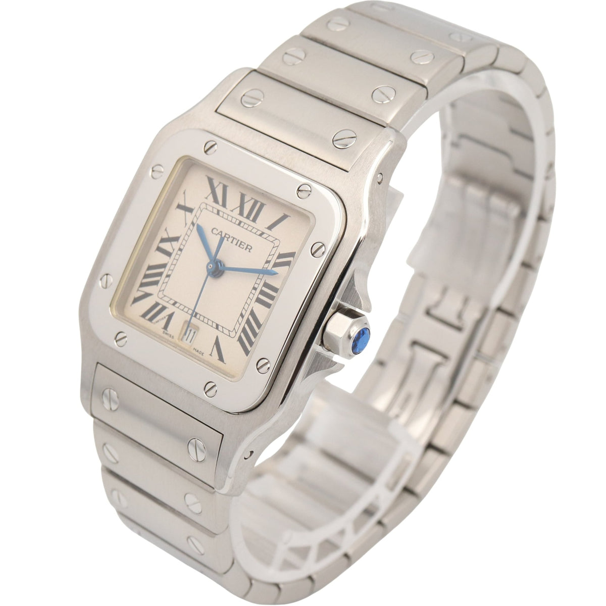 Montre Cartier Santos Galbee LM W20060D6, cadran argenté, 29 mm