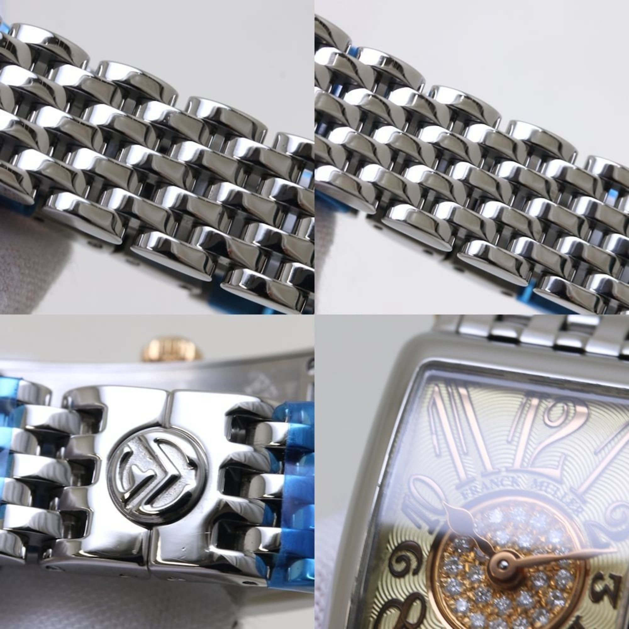 FRANCK MULLER 802 REL CD 1P CP STG Long Island Petite Pastille Edelstahl xK18PG Rosa Damenuhr 39538