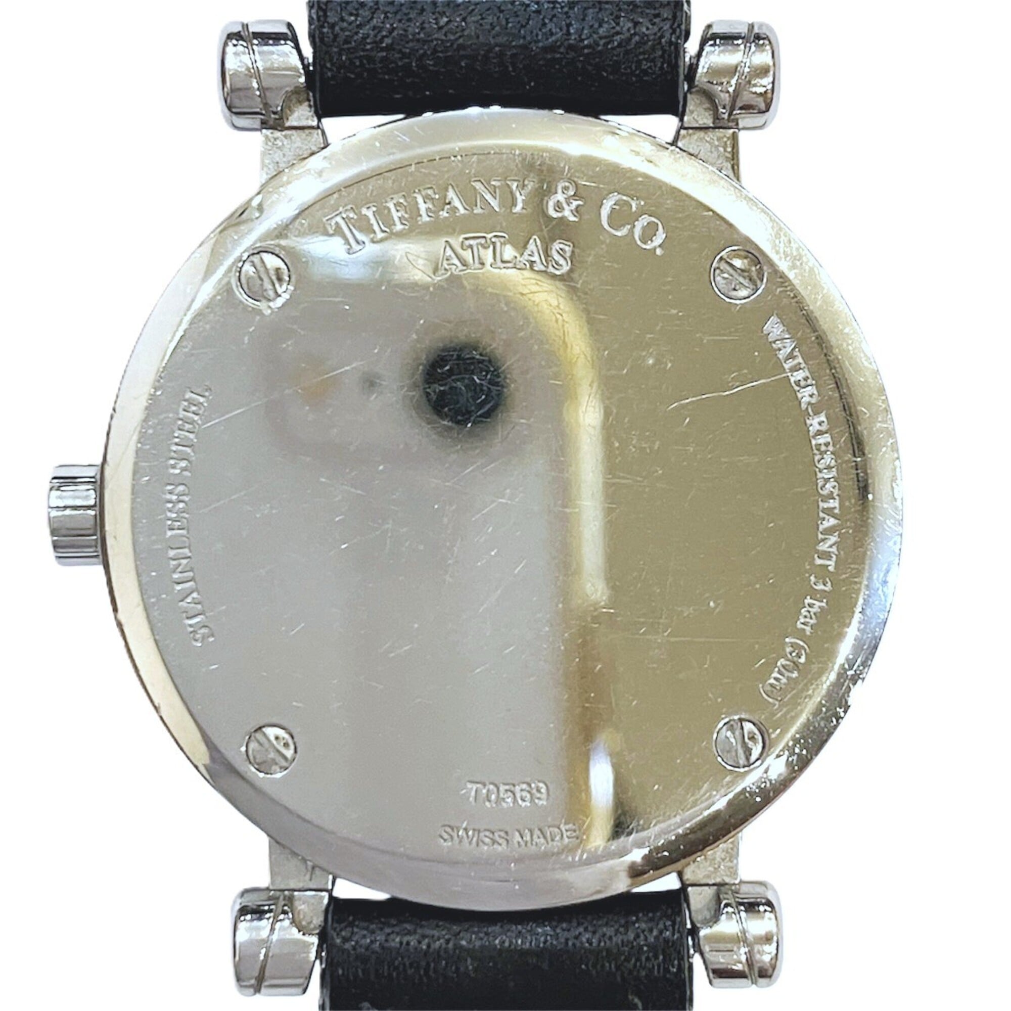 Tiffany & Co. Atlas watch, total weight 36.4g, stainless steel, genuine leather strap, quartz movement, white dial, Z1300.11.11A20