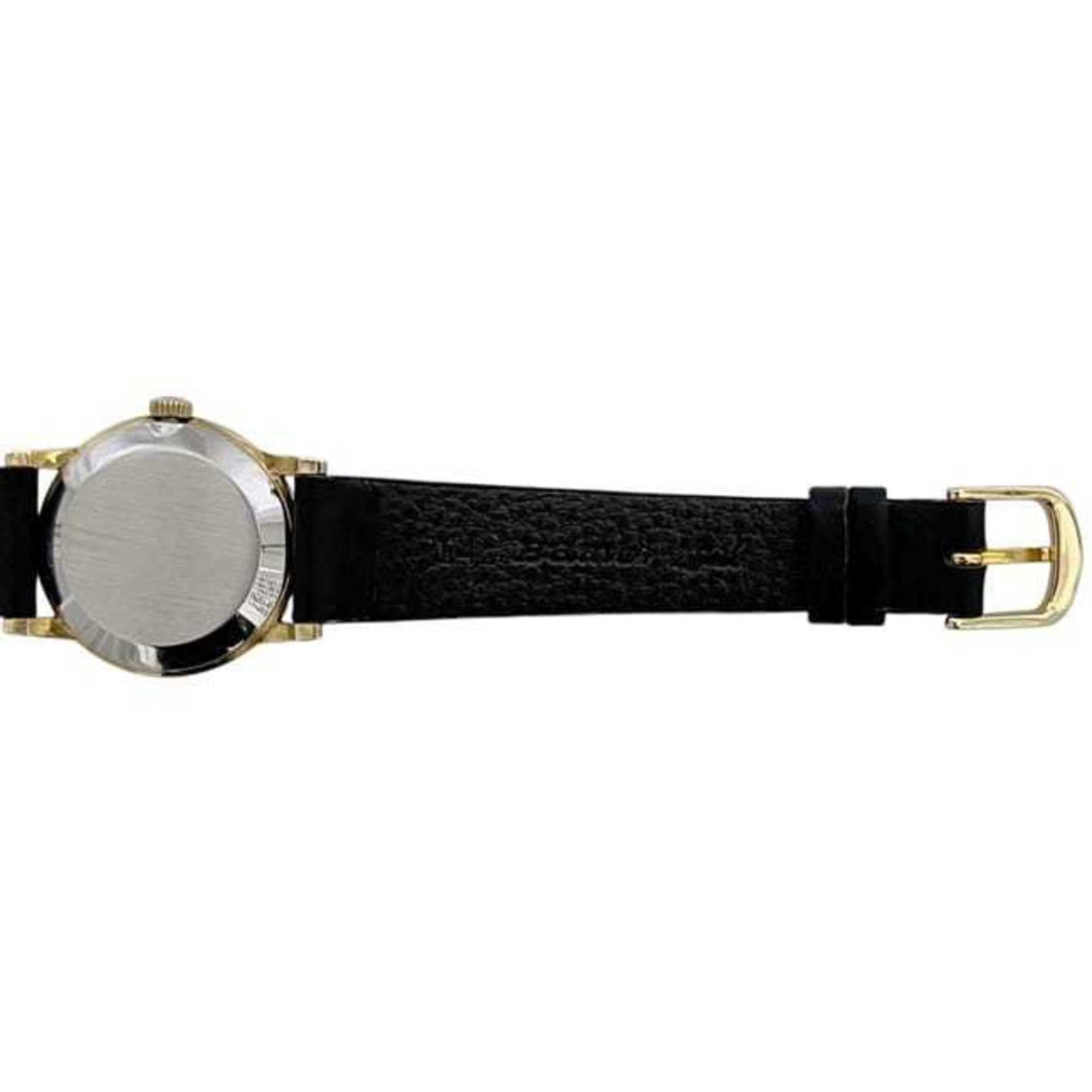 Omega De Ville Damenuhr f-25030, GoldSchwarz Edelstahl, LederarmbandHandaufzug OMEGA-Zifferblatt, analog, Edelstahl