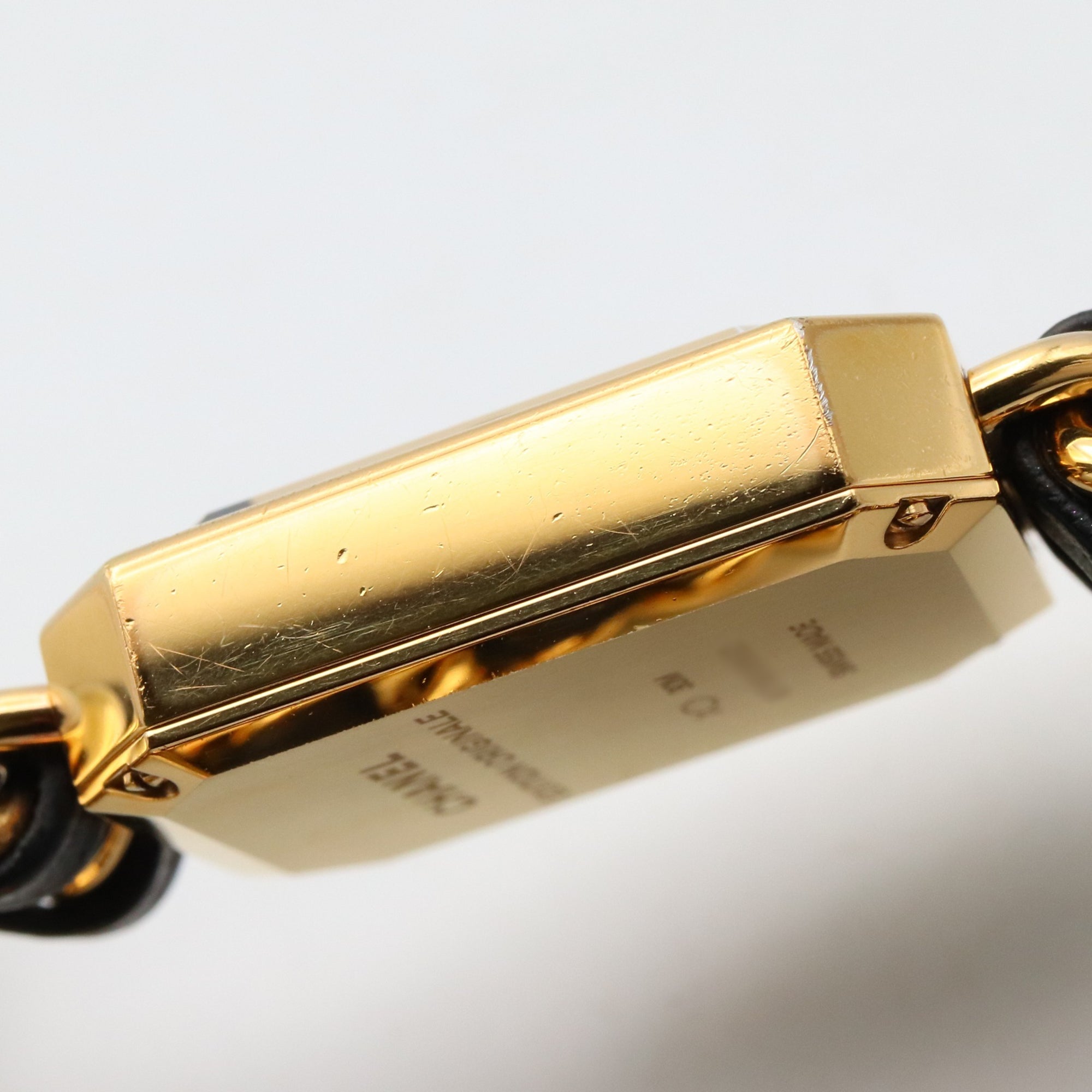 CHANEL Premiere Original Edition horloge, GP (verguld), leer, dames, zwart, H6951