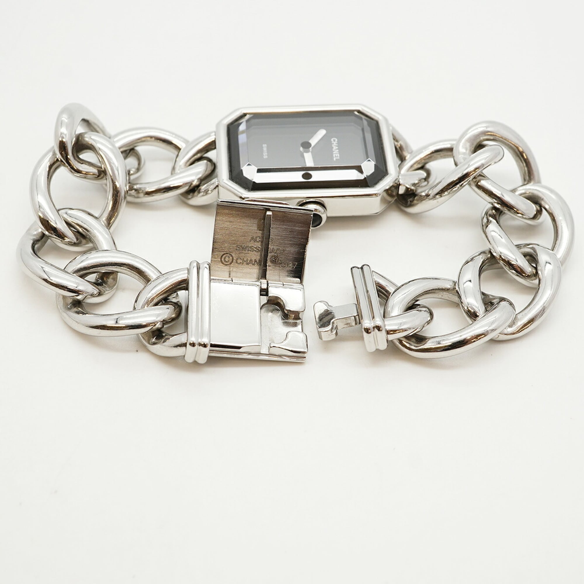 Chanel Première L Chain H0452 Black Dial Wo