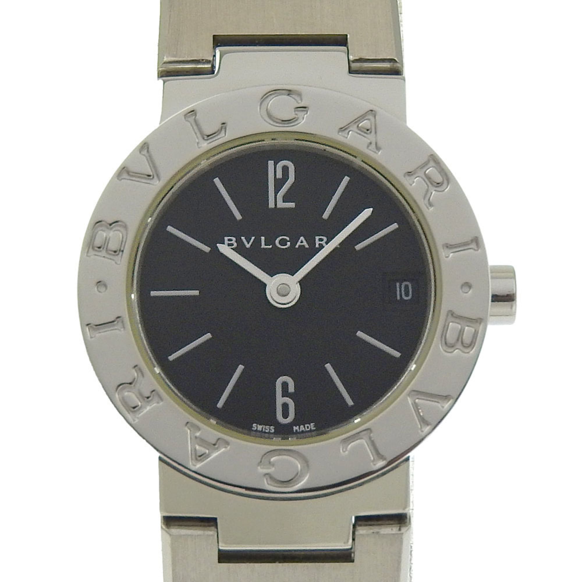 BVLGARI Watch BB23SS Stainless Steel Quartz Analog Display Black Dial Women's