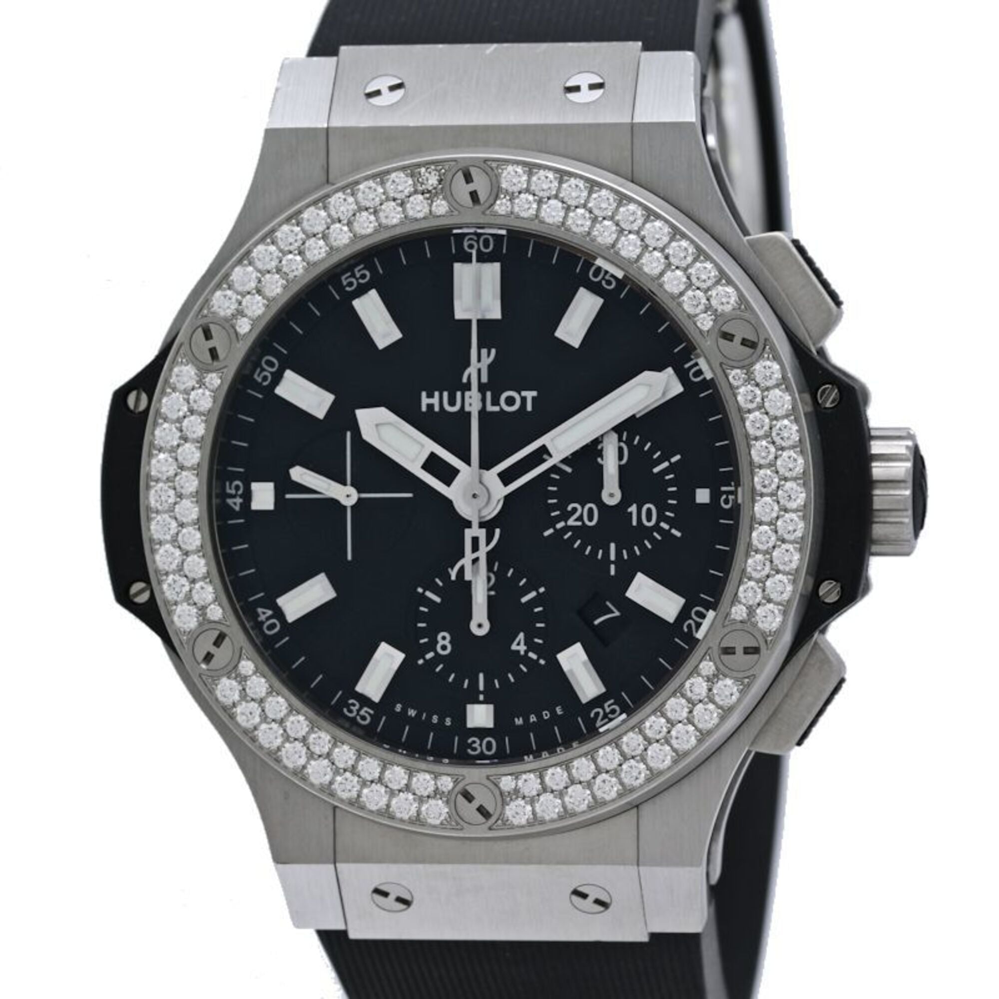 Hublot Big Bang Stahl Chronograph Diamant 301.SX.1170.RX.1104 Schwarz Zifferblatt 48 mm Uhr