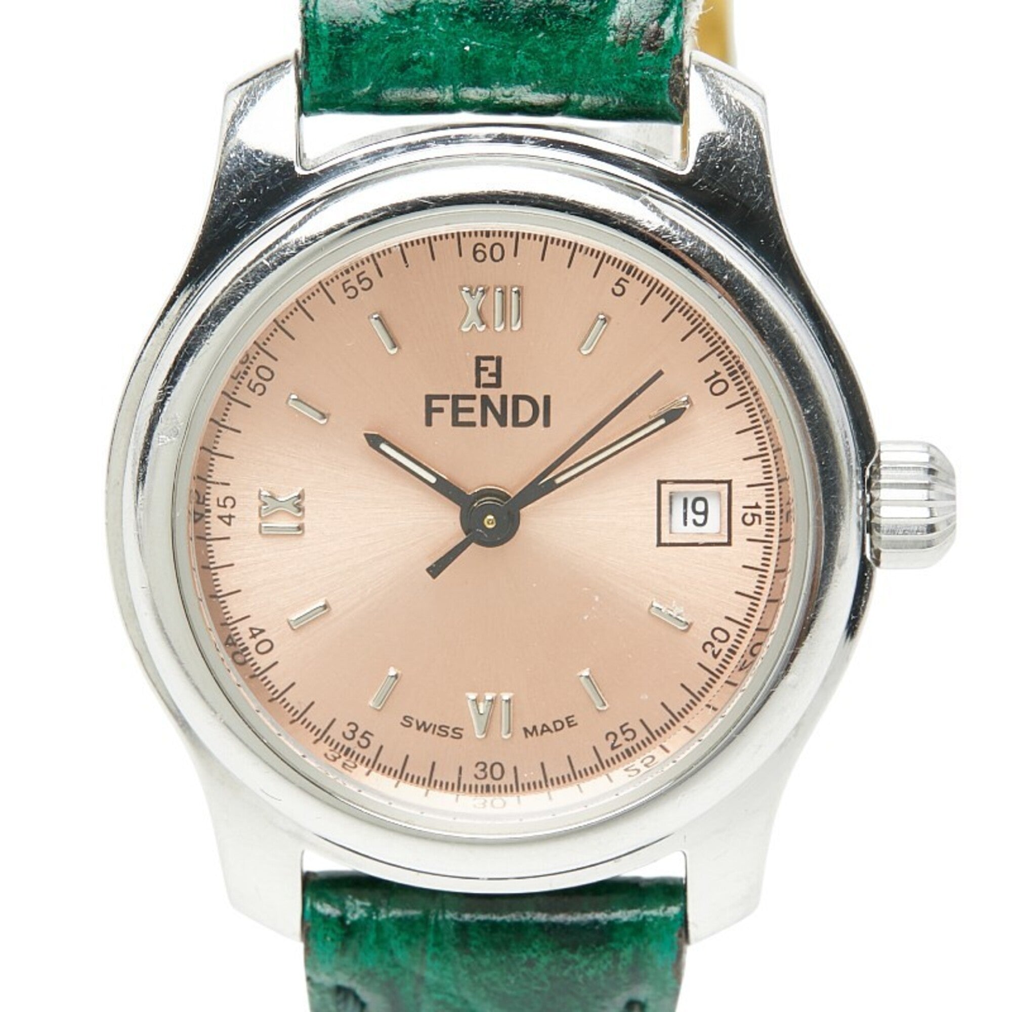 Fendi Orologi 3-Hand Watch 210L Quartz Pink Dial Stainless Steel Leather Women's FENDI