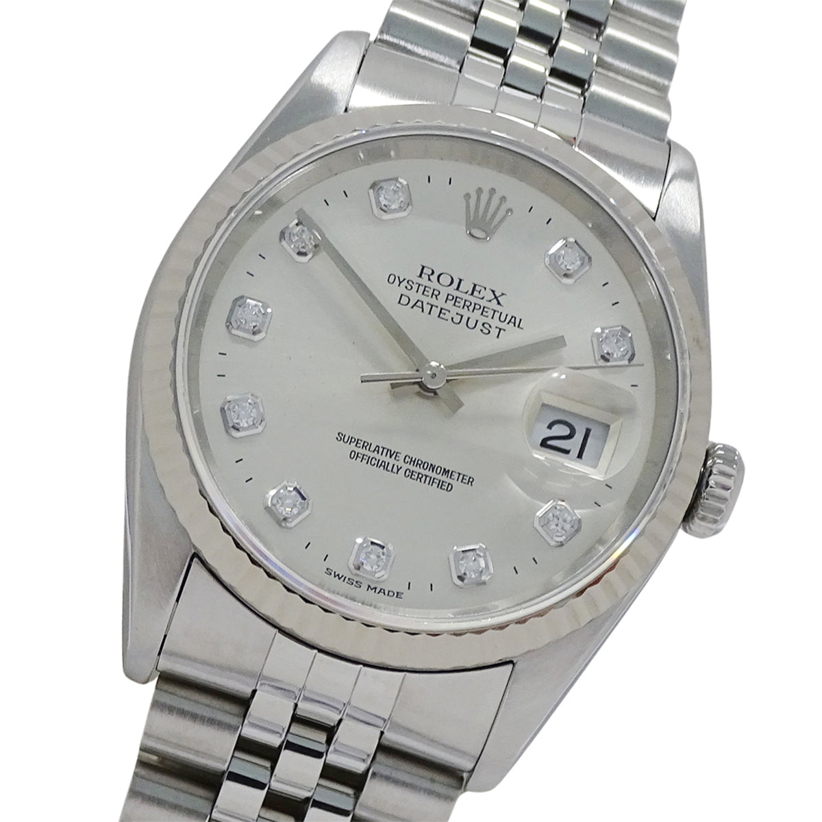 Rolex Datejust 16234G W Silver Dial 36mm Watch