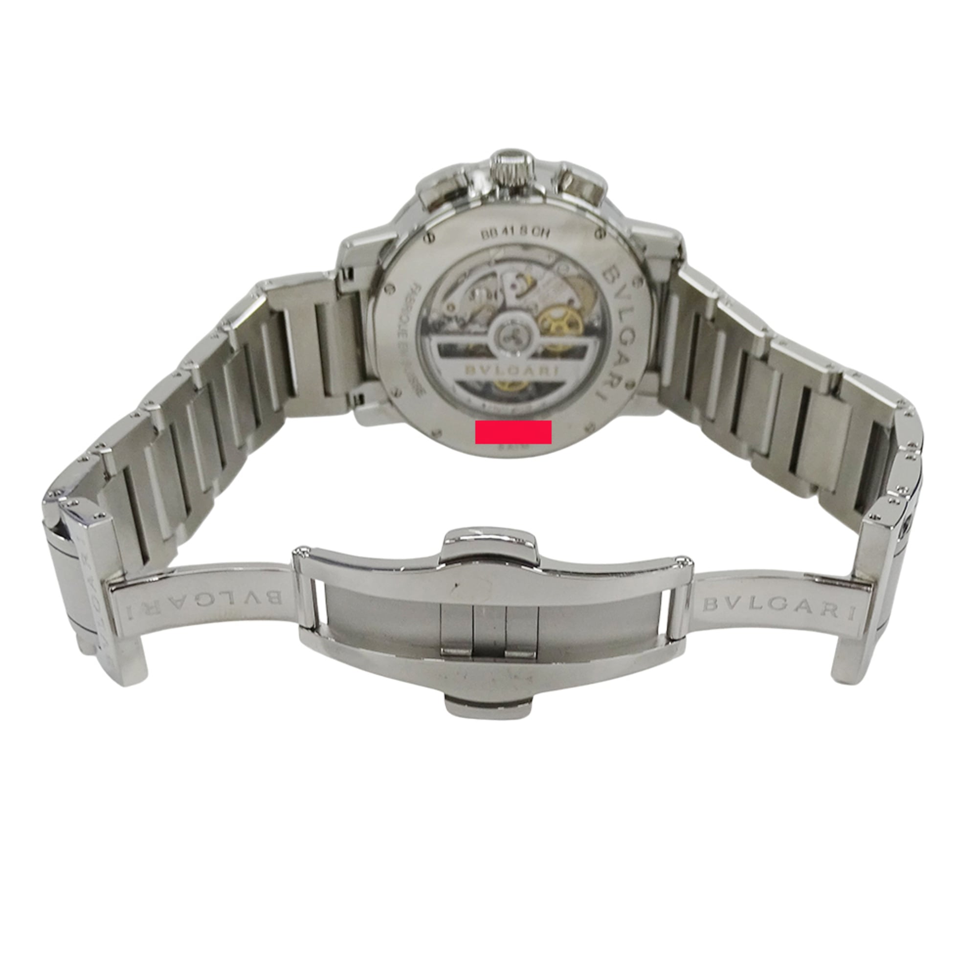 Montre Pour Hommes Bulgari BVLGARI, marque : Chronographe Automatique AT en acier inoxydable SS BB41SCH, argent Noir
