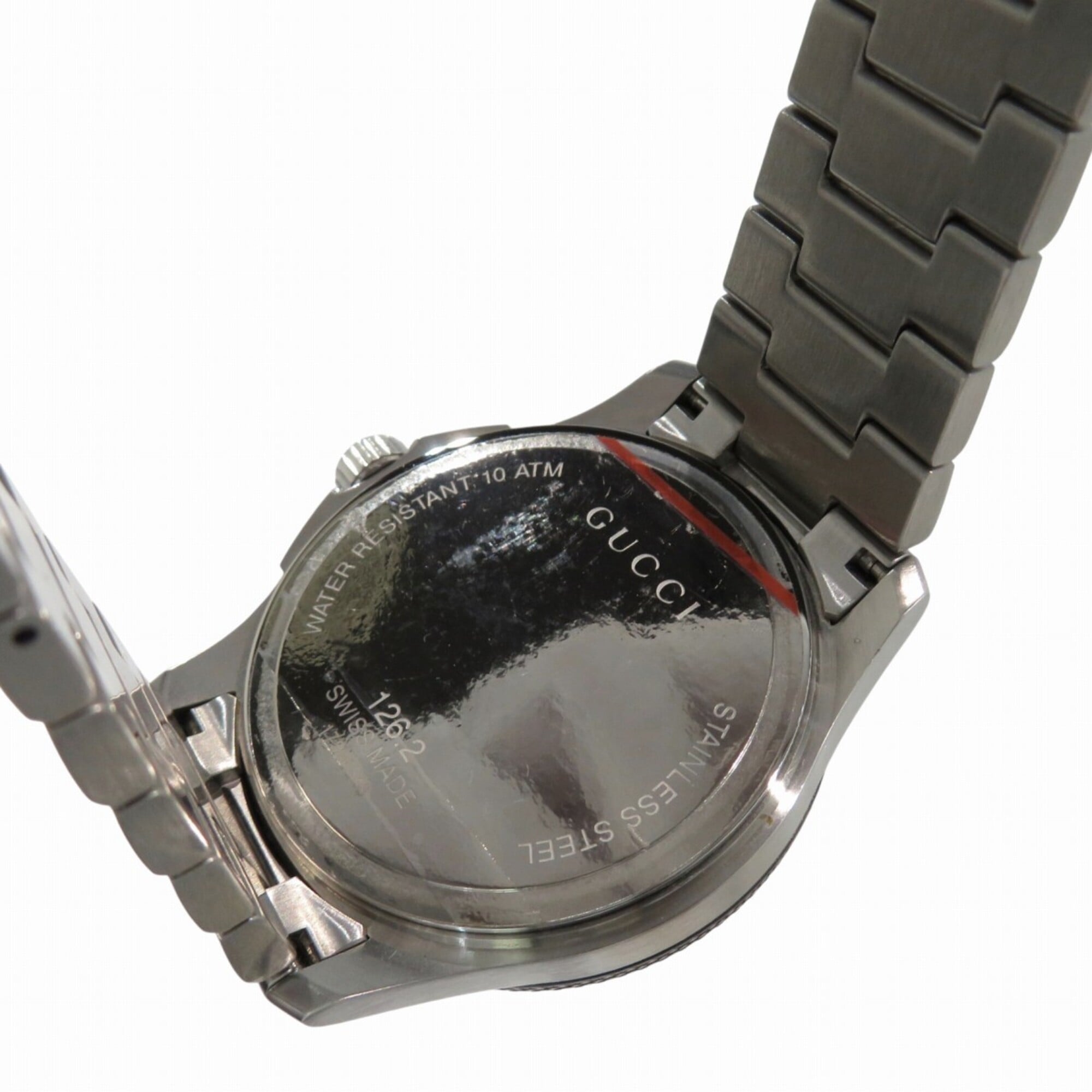 Gucci Timeless Diver-horloge, totaalgewicht 166,5 g, roestvrij staal, quartz, zwarte wijzerplaat, YA126279