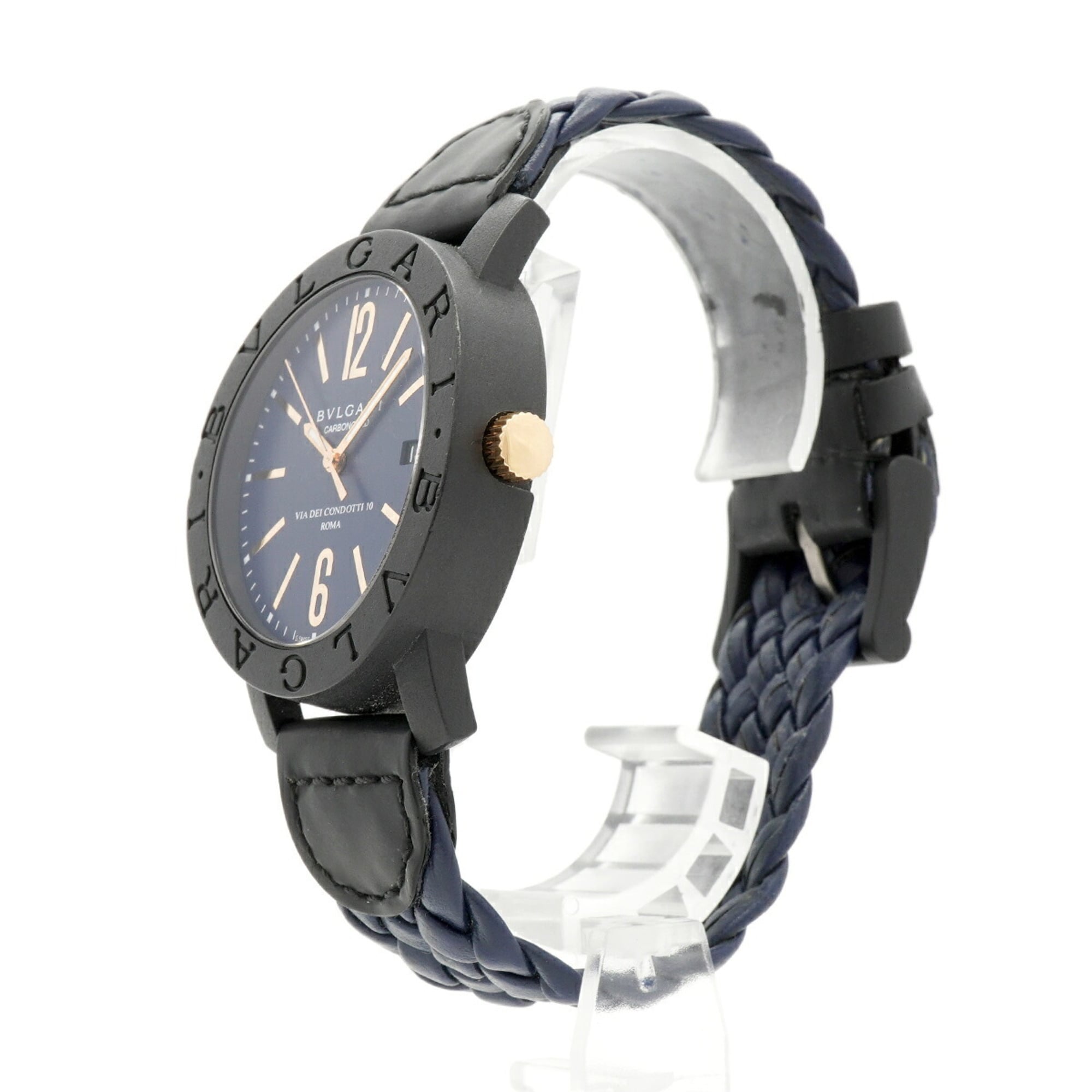 Bvlgari Carbon BB40CL horloge met blauwe wijzerplaat 40mm