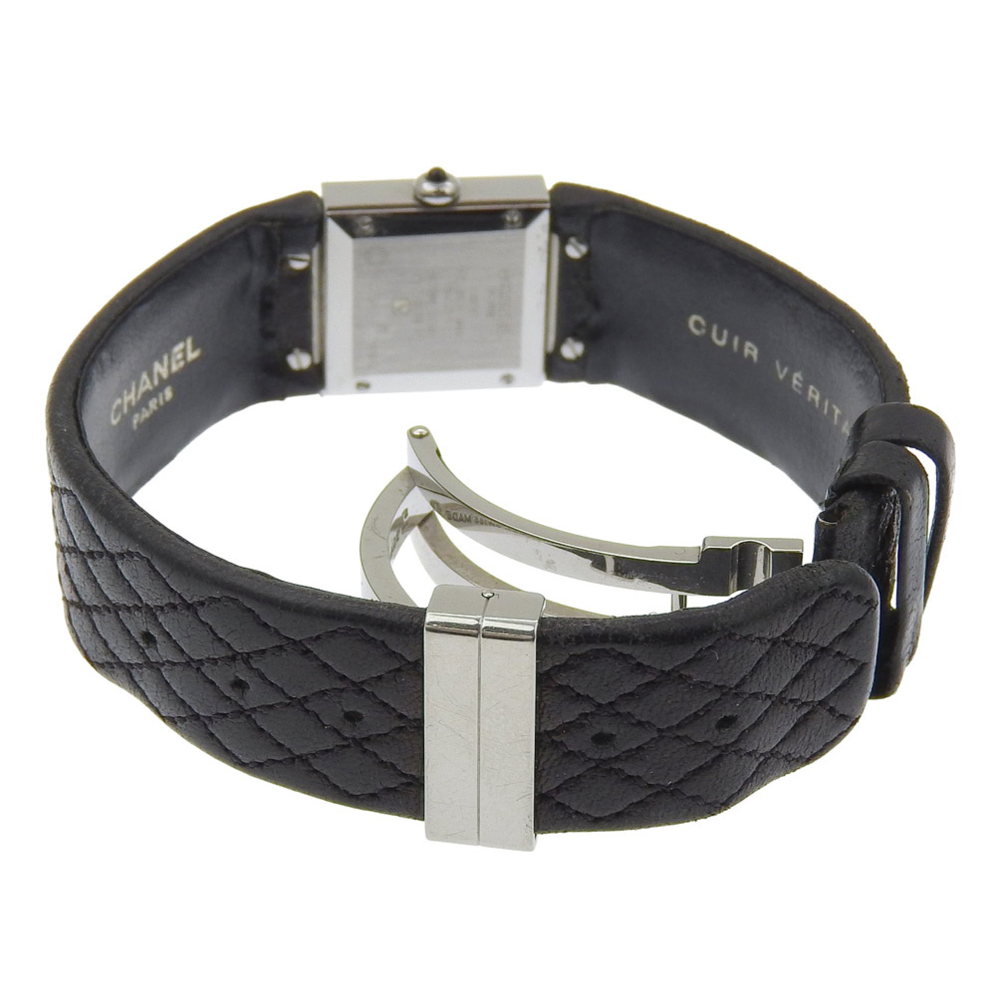CHANEL Matelasse-horloge H0116, roestvrij staal en leer, zwart quartz uurwerk, analoge wijzerplaat, dameshorloge