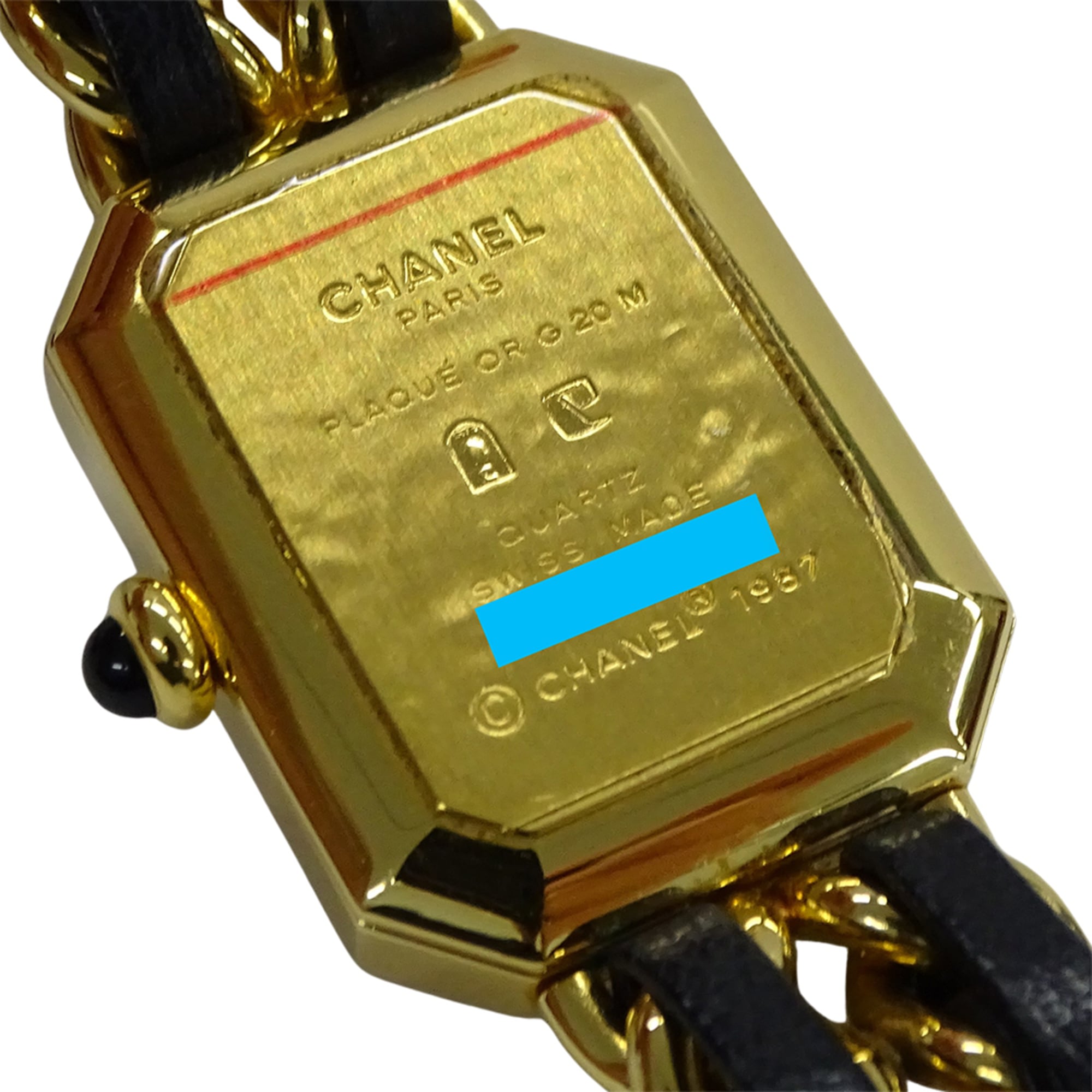 Chanel CHANEL Montre pour femme, modèle « Brand Premiere Quartz QZ GP, cuir, taille L, H0001Carré or Noir