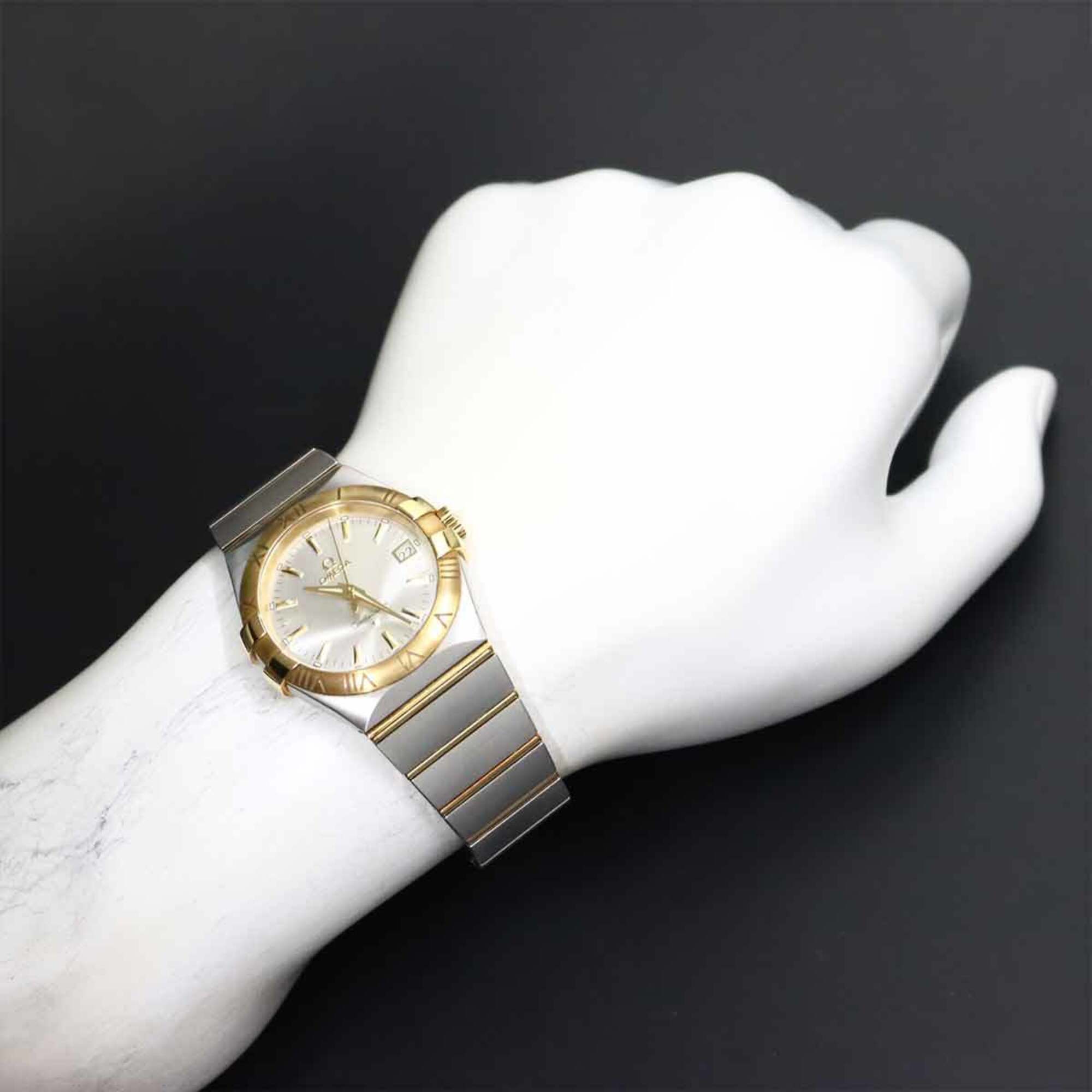 Omega Constellation Two-Tone 123 20 35 60 02 002 Boys' Date Silver 18KPG Quartz