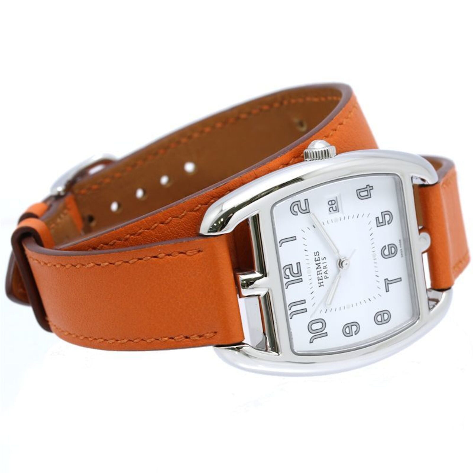 Hermes Cape Cod Tonneau Double Tour CT1.710.130.W0R1 White Dial 33mm Watch