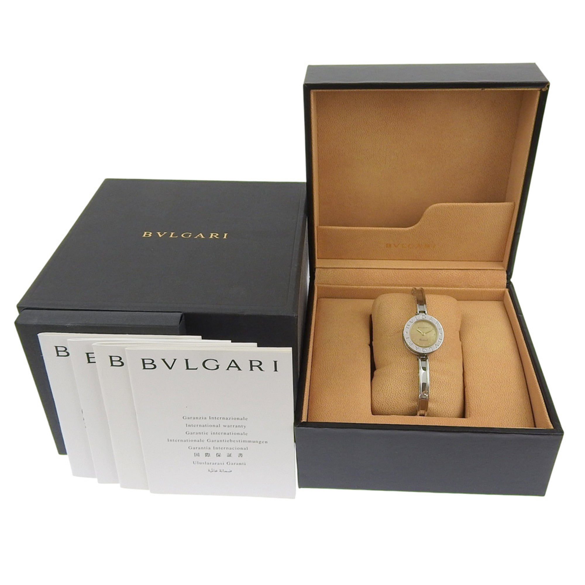 BVLGARI Bzero1 BZ22S analoog quartzhorloge voor dames van roestvrij staal met bruine wijzerplaat