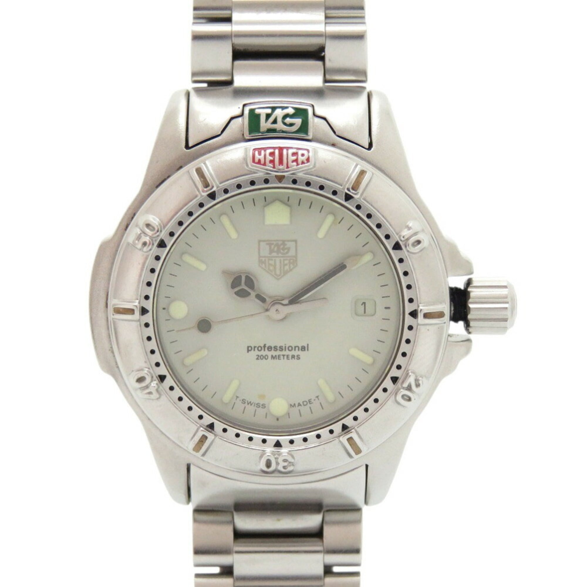 TAG Heuer 999.708 Professional 200m Stainless Steel Cream Silver Quartz Watch 1909