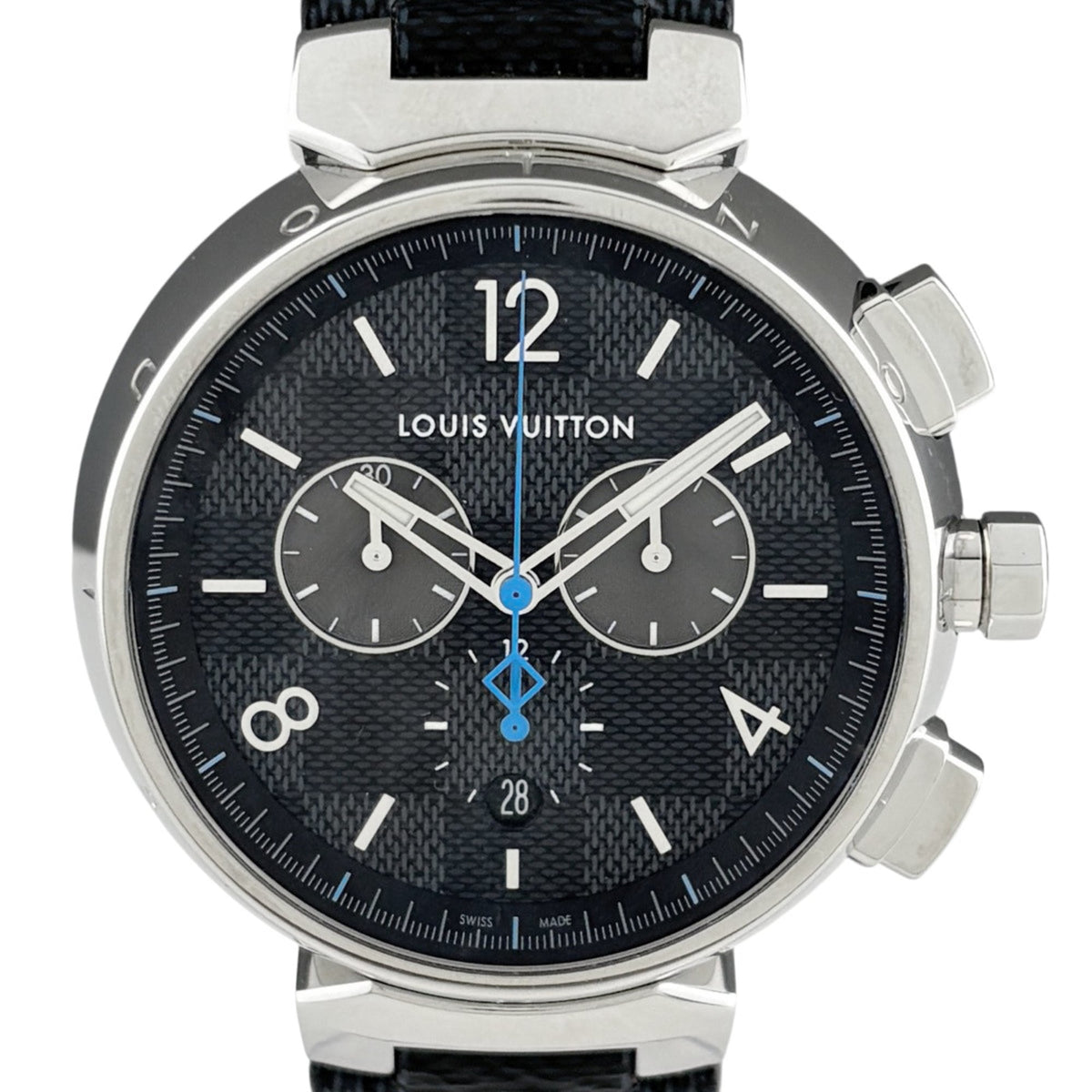 Louis Vuitton Tambour GM Damier Graphite QA094Z, graues Zifferblatt, 44 mm Uhr