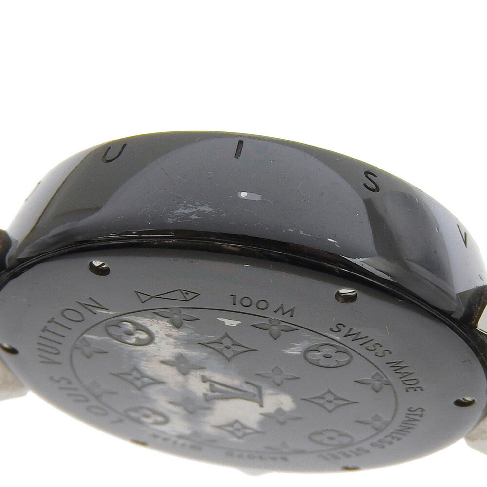 Louis Vuitton Tambour GMT Uhr Q113K Edelstahl x Kautschuk Automatik Schwarz Zifferblatt Herrenuhr