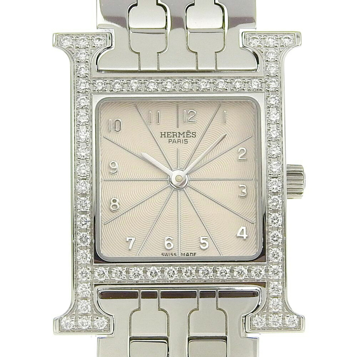 Hermes Watch Ivory Hermes HERMES H Watch Diamond Bezel HH1.230 Stainless Steel  main image 3