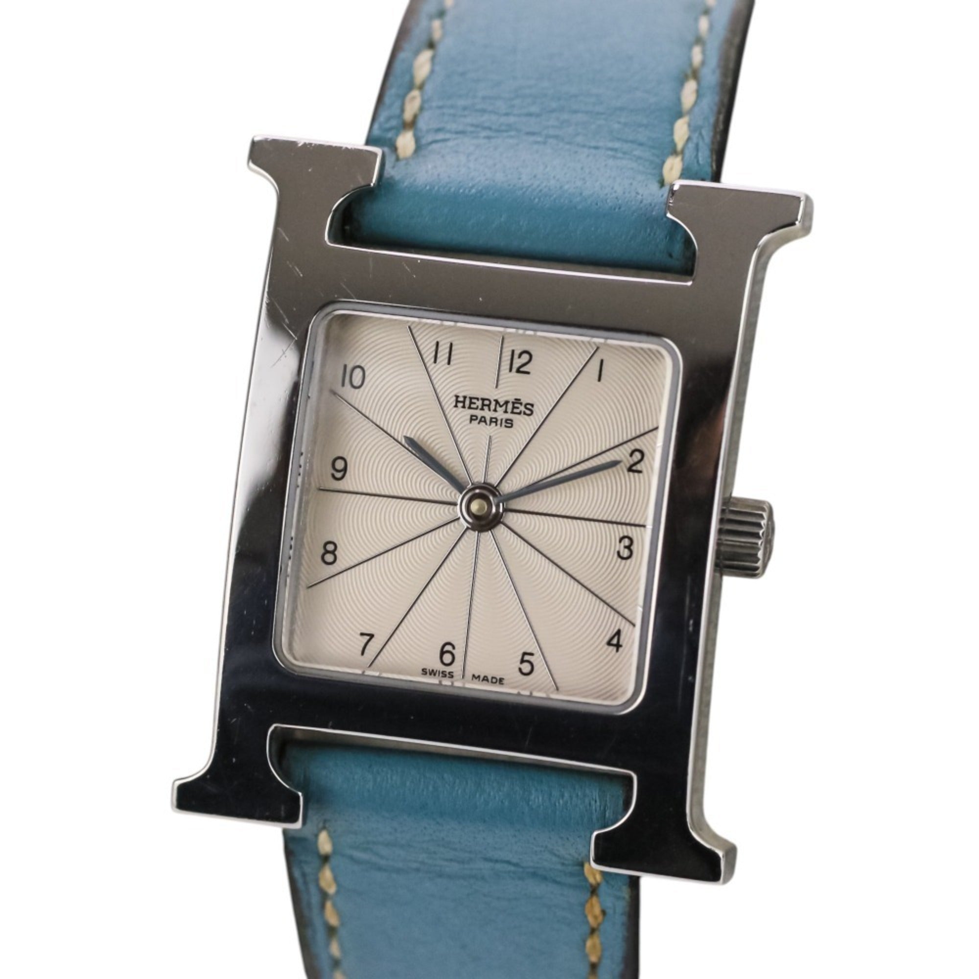 HERMES H-Watch HH1.210 White Dial Blue Silver Color Women's Watch