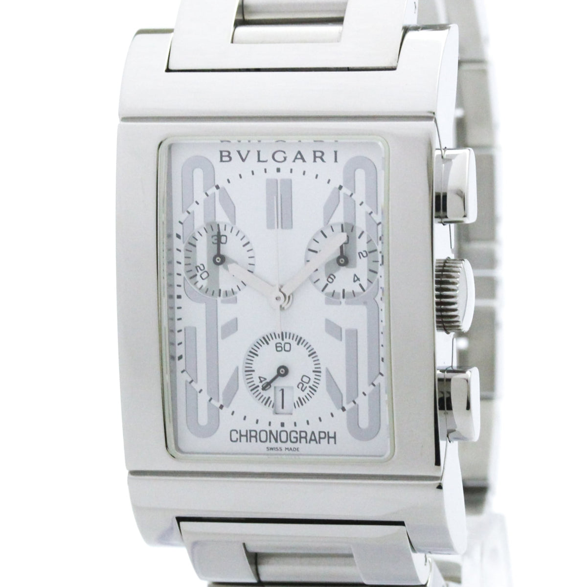 Bvlgari Rettangolo RTC49S Weiß Zifferblatt 49 mm Uhr