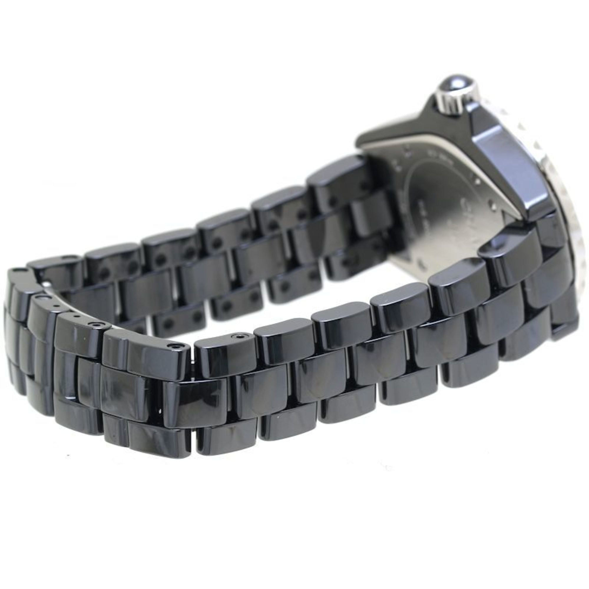 CHANEL J12 Bezel Diamond H2427 Zwart keramiek x roestvrij staal dameshorloge 39763