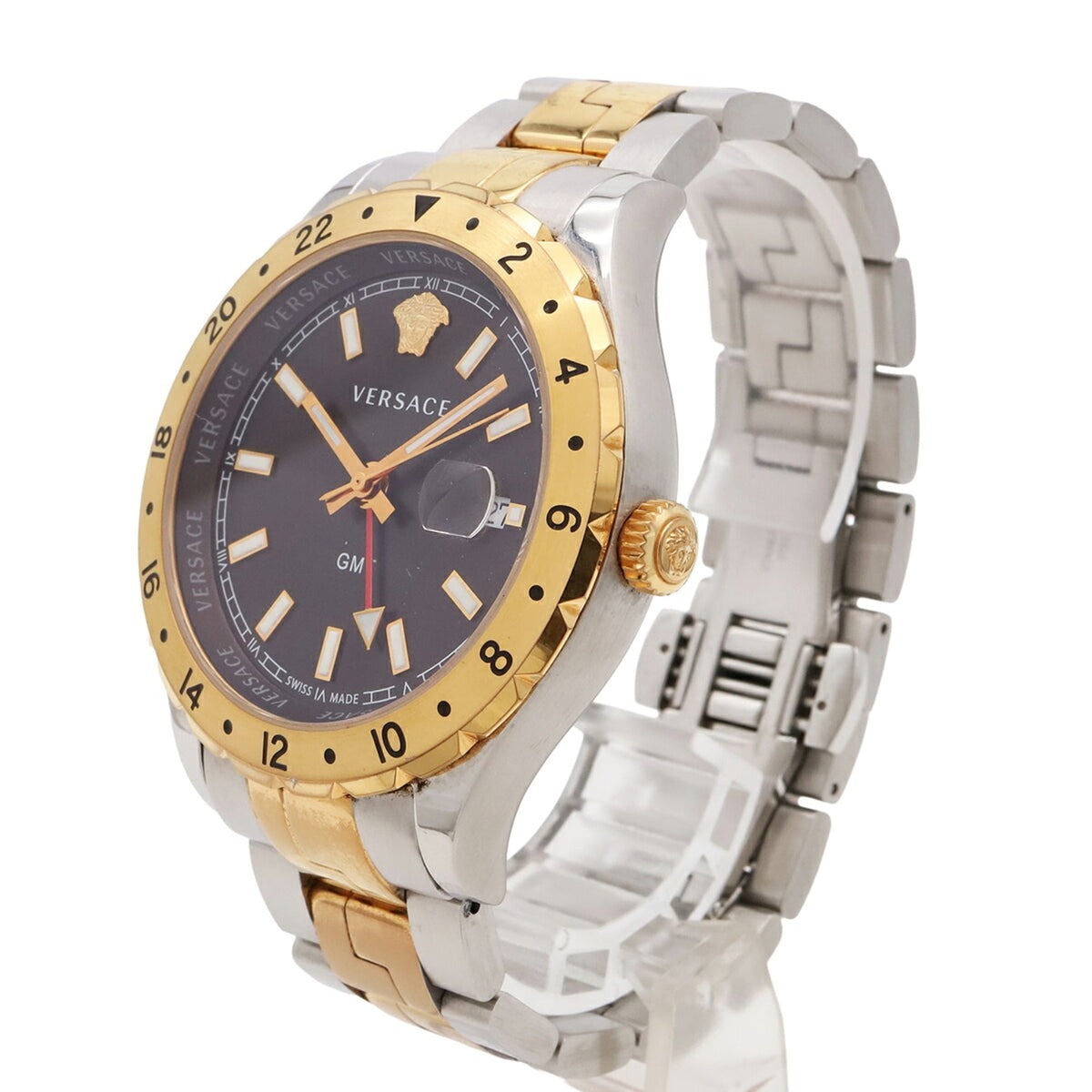 Montre Versace Helenium Gmt Medusa Date 11040015 Noir Cadran 42 mm