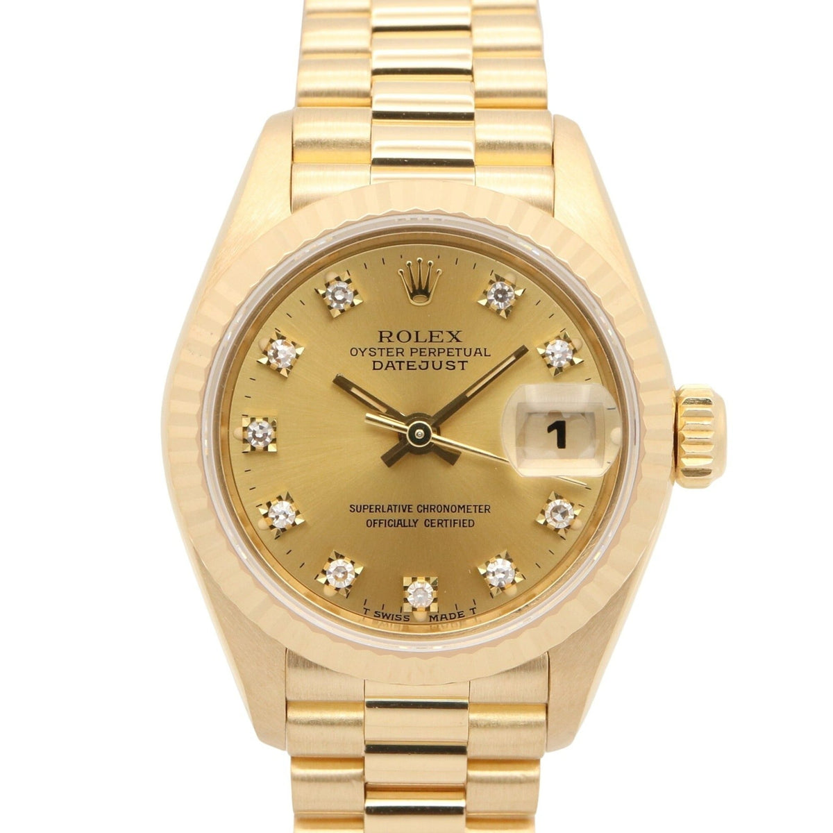 Rolex Datejust 10P Diamond 69178G Champagner, goldenes Zifferblatt, 26 mm Uhr