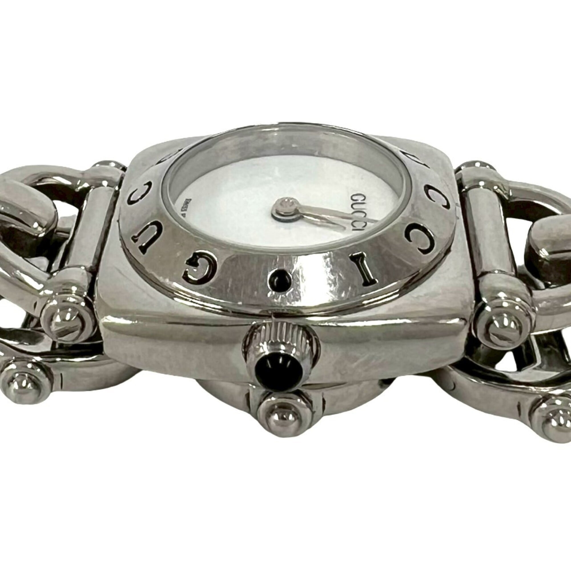 GUCCI Horsebit Chain Stainless Steel Quartz Wrist Silver 37972