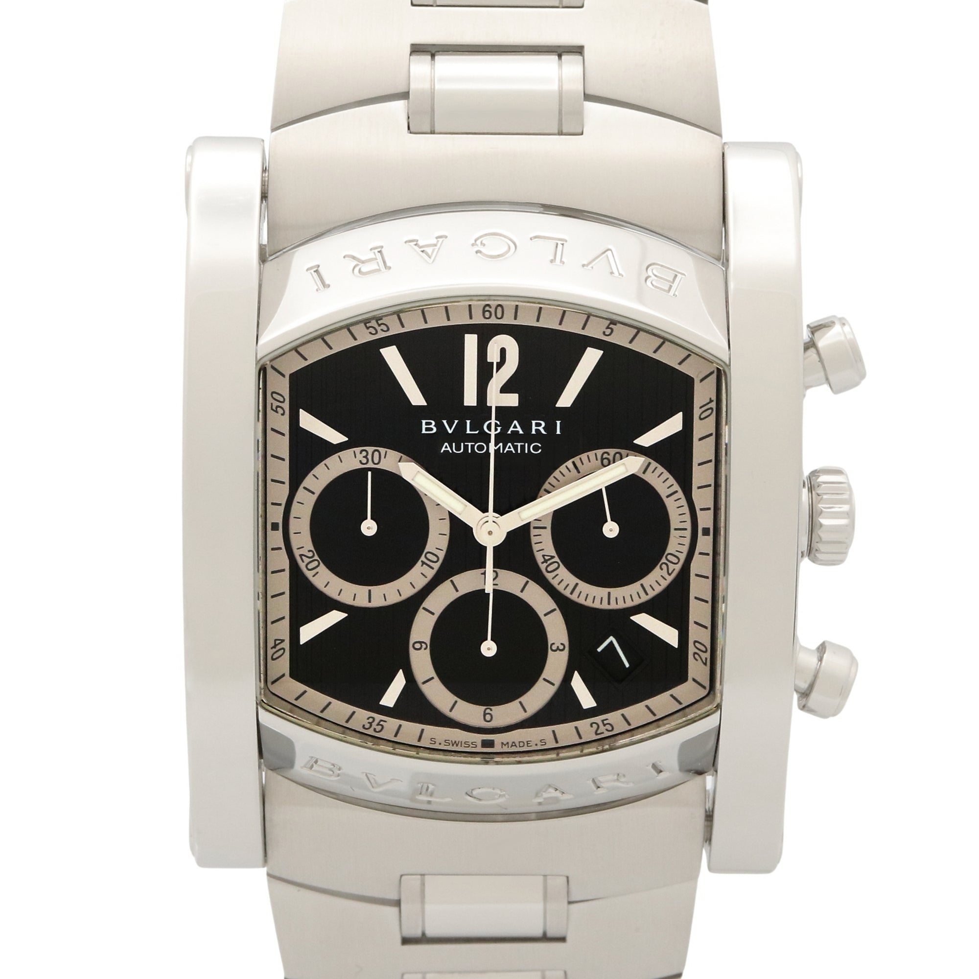 Bulgari BVLGARI Assioma Chrono Watch, Stainless Steel, Men's, Black, AA48SCH