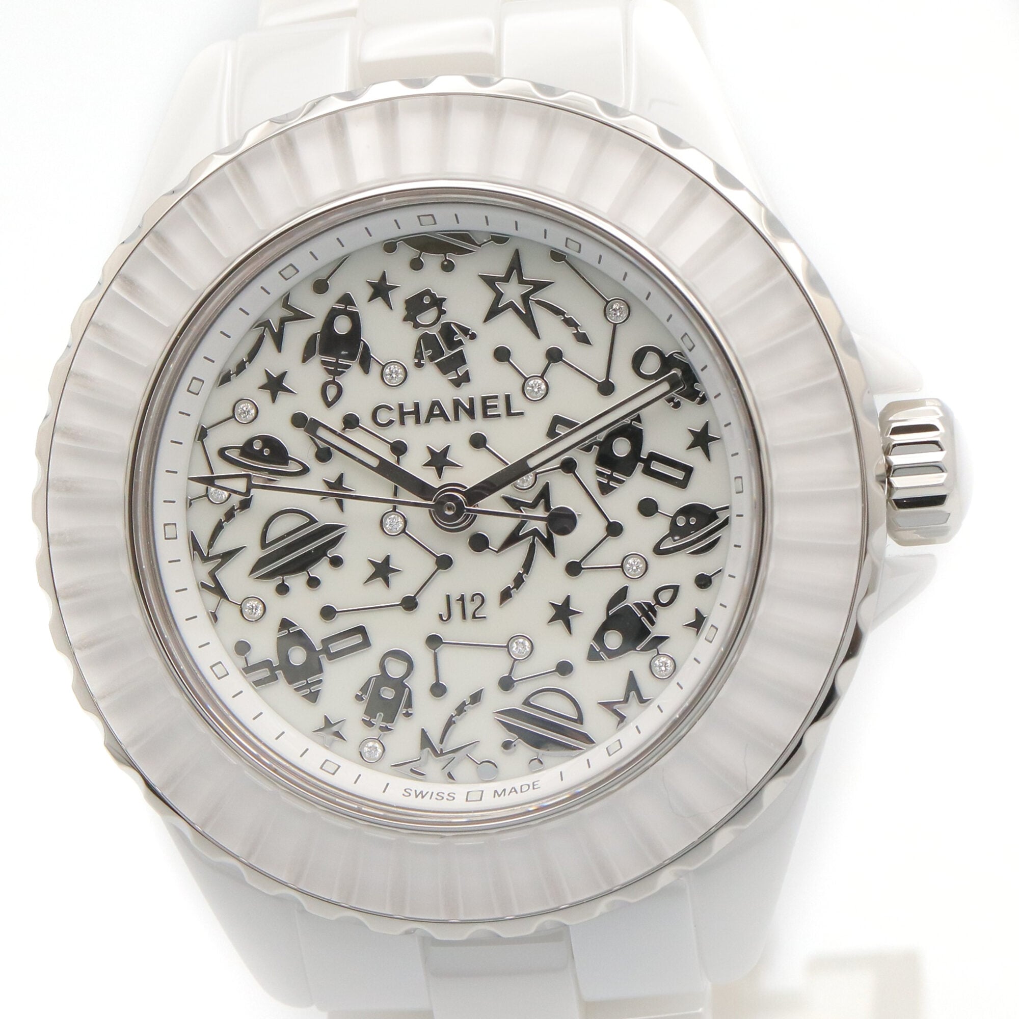 Montre Chanel J12 Cosmic en céramique pour femme, Blanc (H7990)