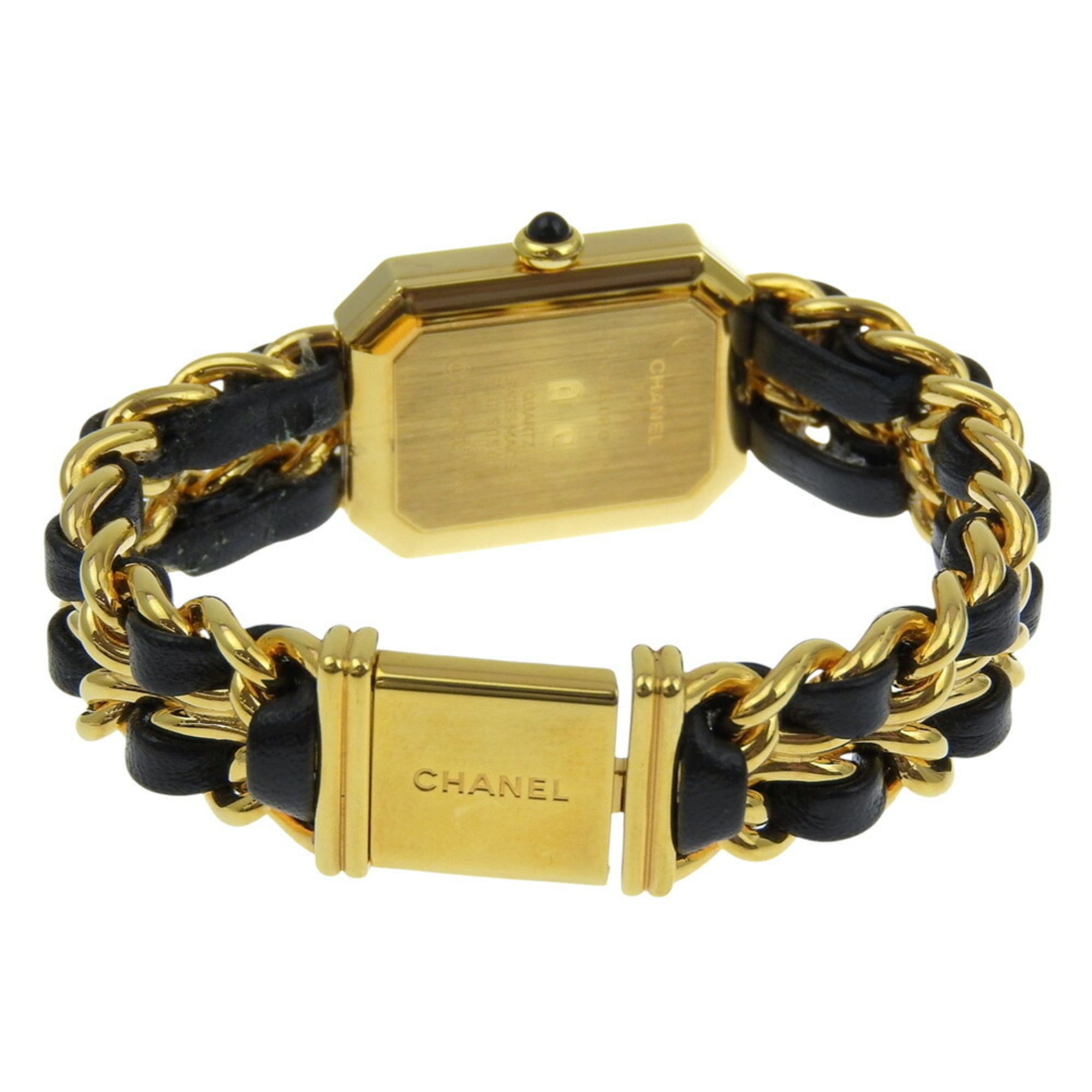 CHANEL Premiere S-horloge H0001, verguld leer, quartz uurwerk, analoge wijzerplaat, zwarte wijzerplaat, dameshorloge