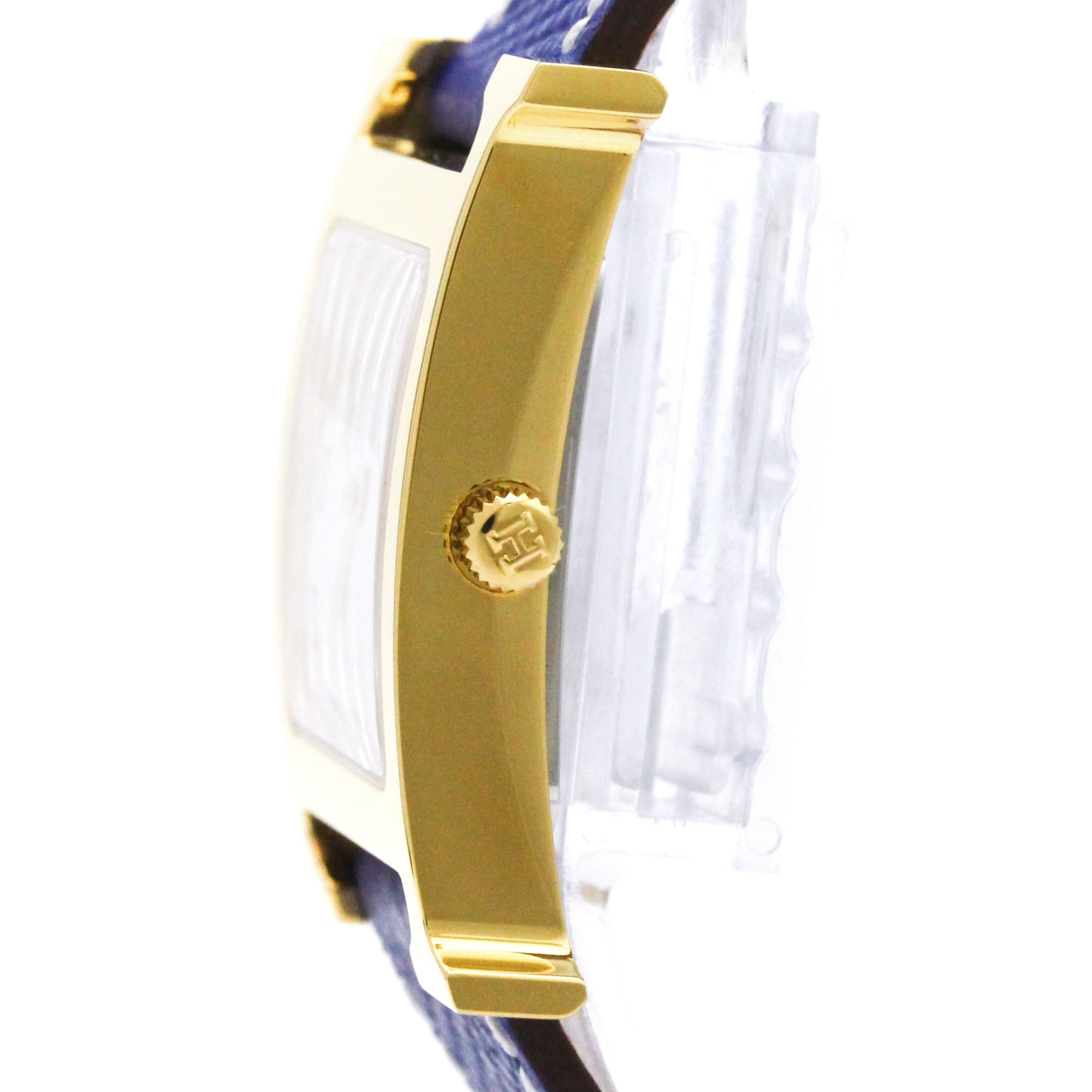 Montre pour homme HERMES H, plaquée or, bracelet en cuirQuartz référence HH1.510