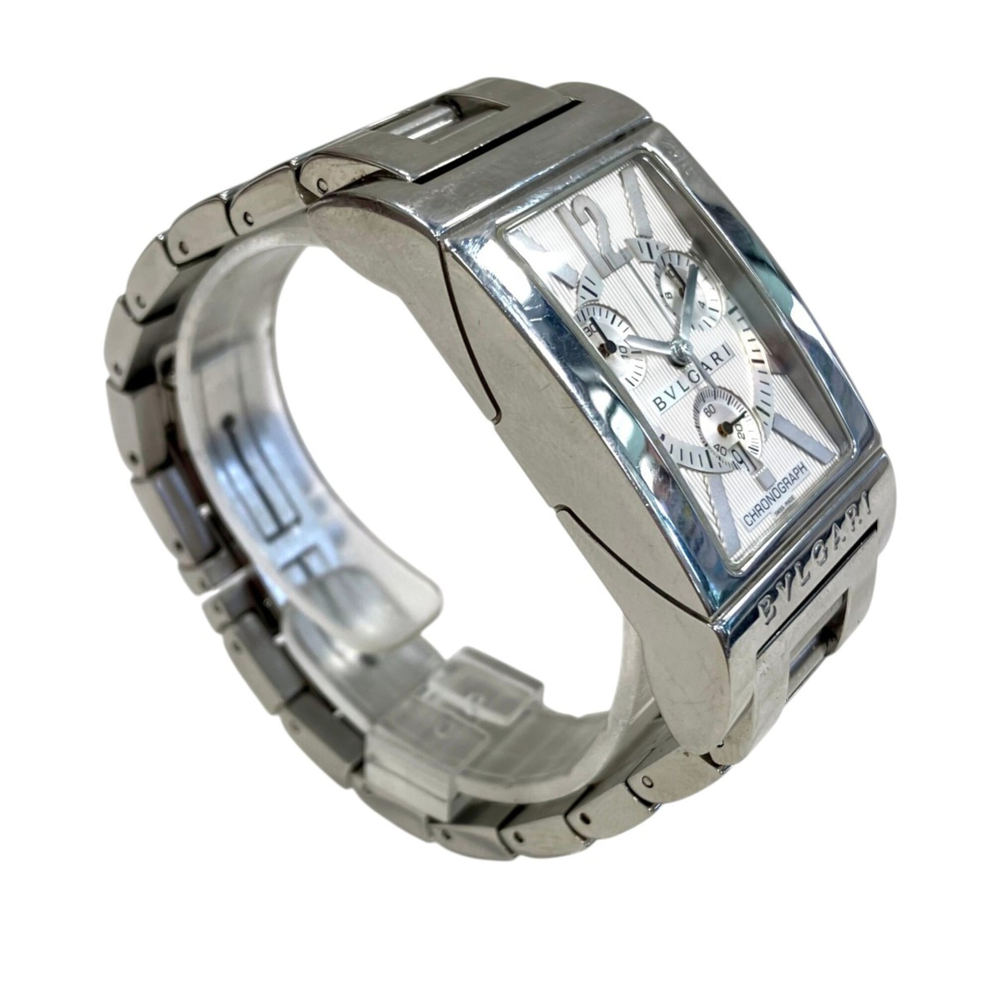 Bulgari BVLGARI Rettangolo-horloge, totaalgewicht 121 g, roestvrij staal, quartz uurwerk, zilveren wijzerplaat, RTC49S