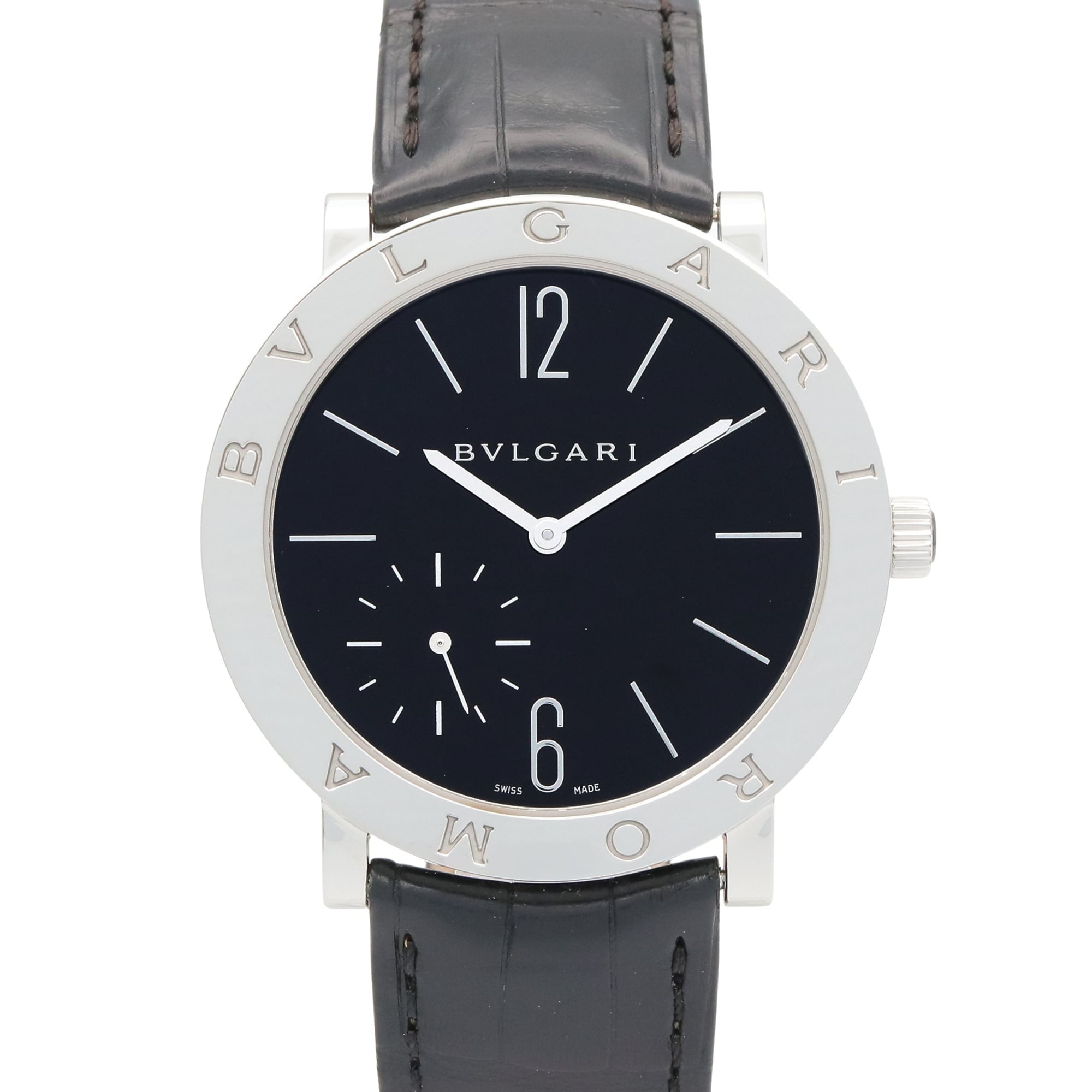 Bulgari BVLGARI Roma Finissimo Watch Stainless Steel Leather Men's Black BB41SXTRO
