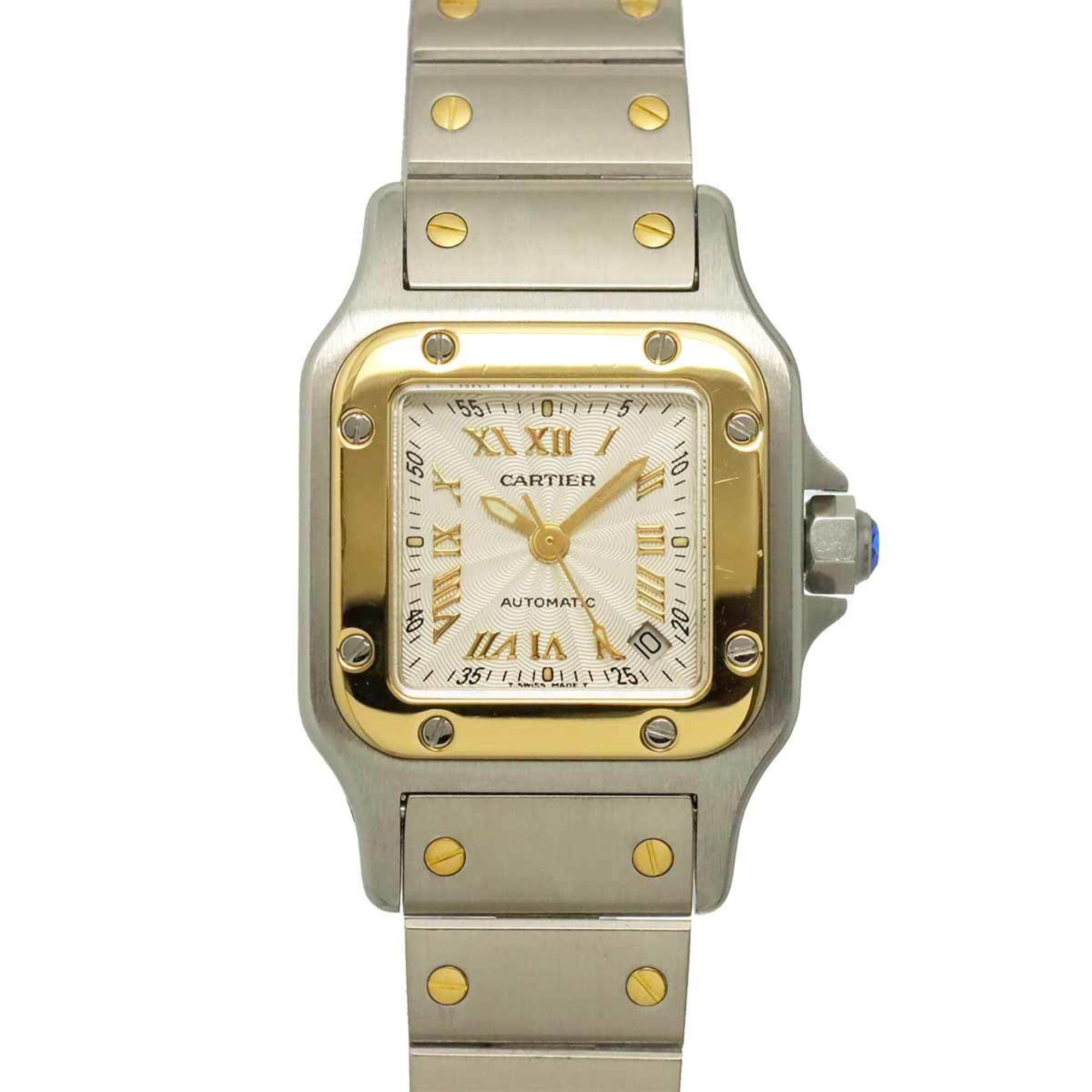 Cartier Santos Galbee SM Two-Tone W20045C4 20th Anniversary Limited Edition Ladies' Watch, Date, Silver Guilloché, Yellow Gold, Automatic Movement.