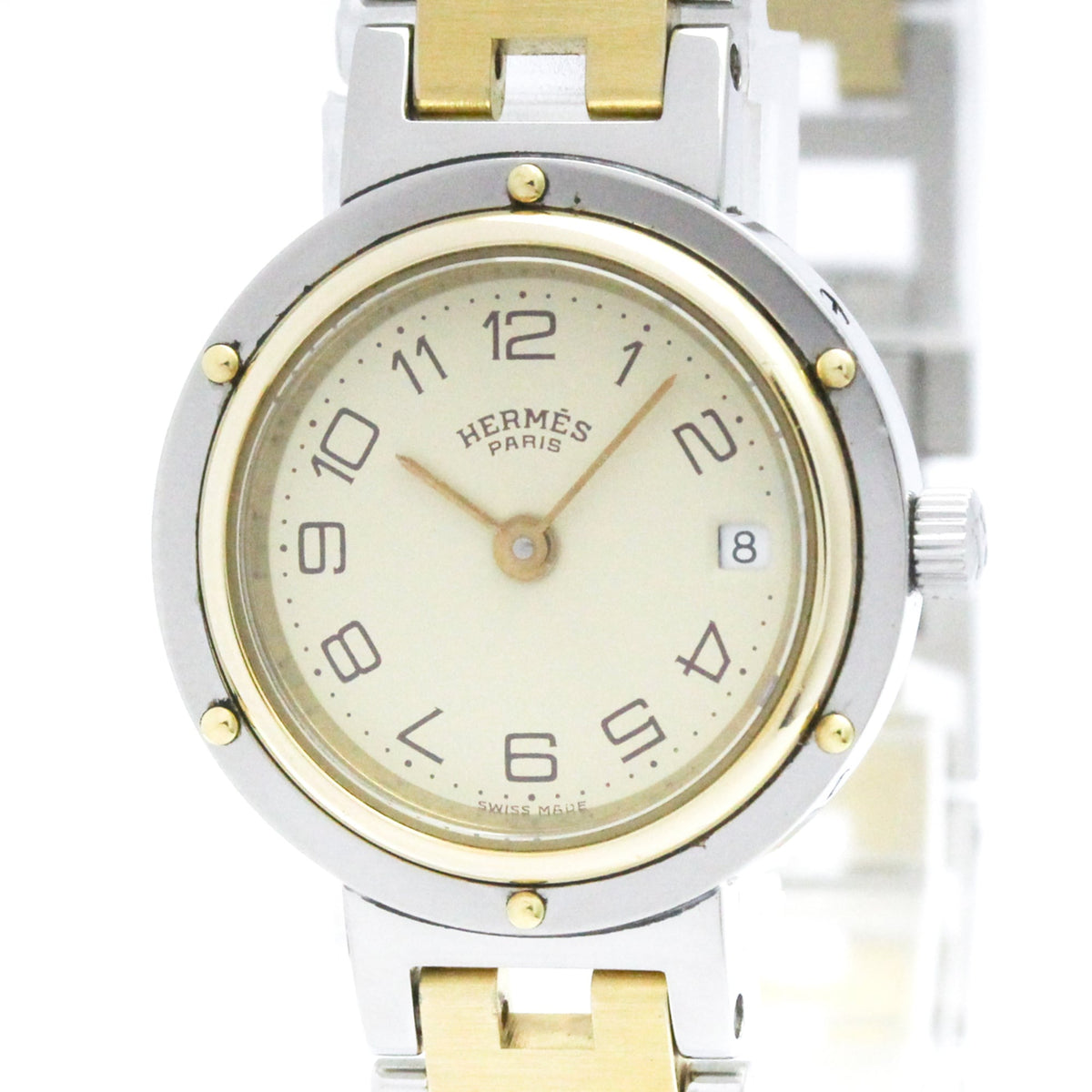 Hermes Clipper CL6.720 horloge met ivoorkleurige wijzerplaat, 24 mm