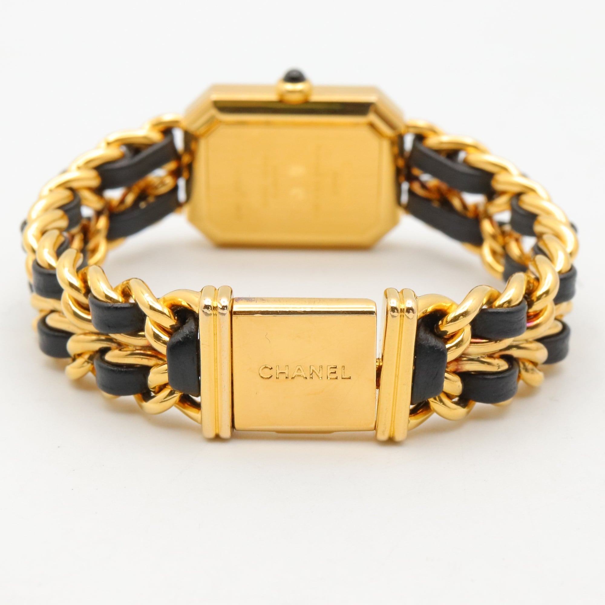 Chanel CHANEL Première M-horloge, verguld leer, dames, zwart, H0001