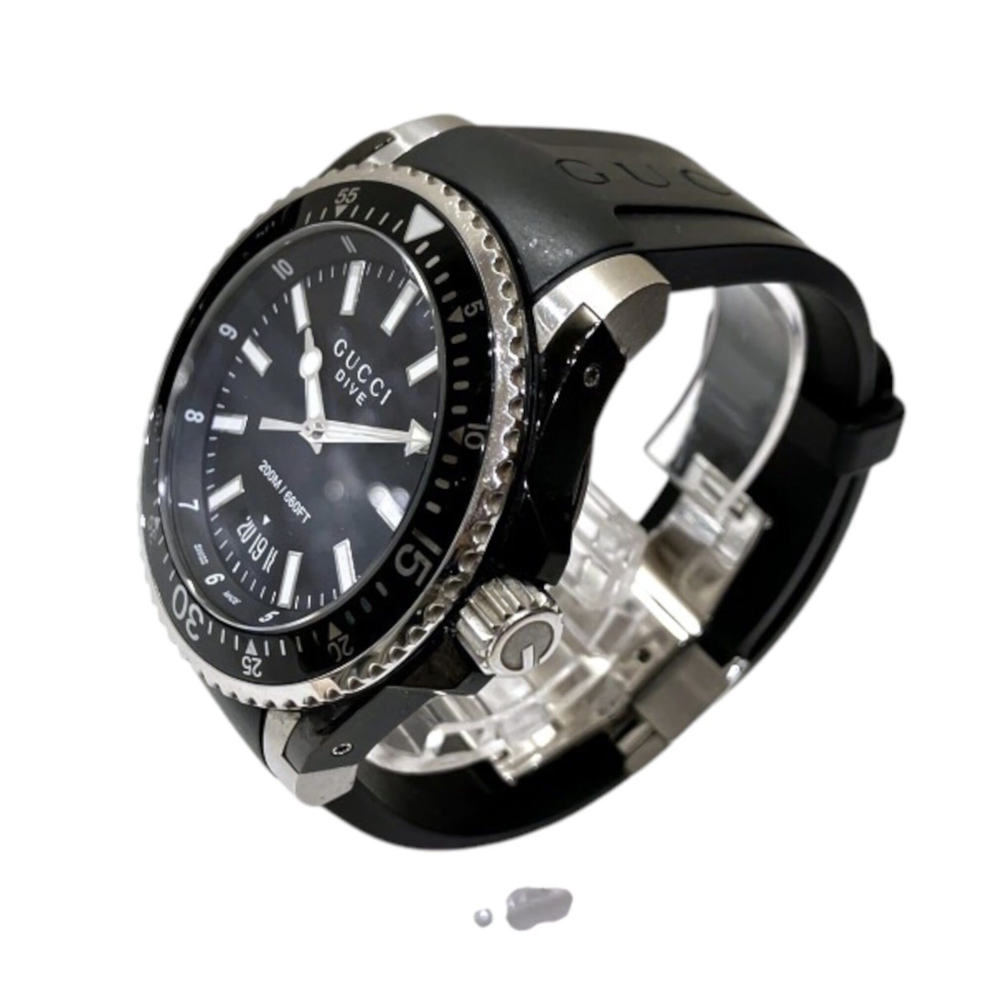 Gucci GUCCI watch, total weight 138.6g, stainless steel, rubber strap, quartz movement, black dial, 136.2 YA136204B