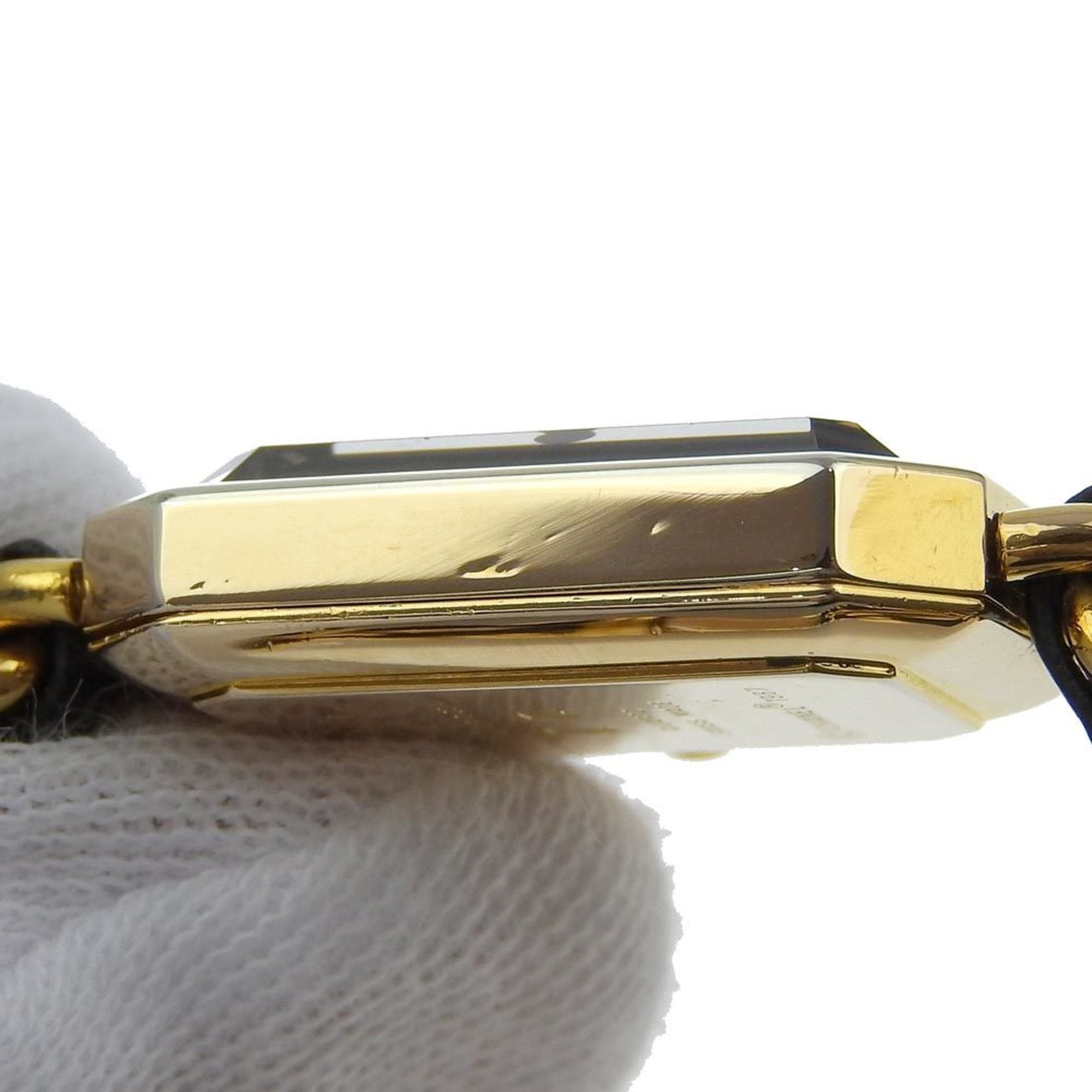 Chanel CHANEL Premiere L-horloge, verguld x leer, quartz, analoog display, zwarte wijzerplaat, dames