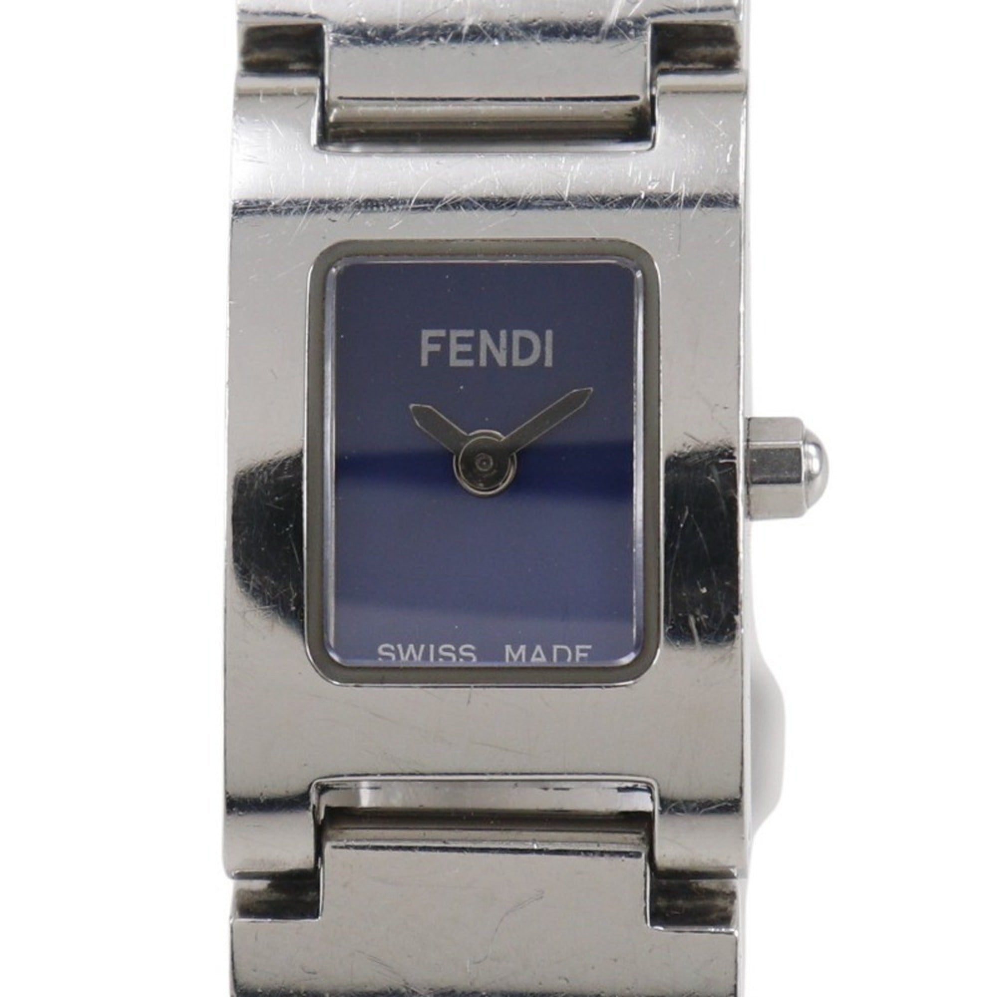 Fendi Olologi Women's Watch, 3150L Stainless Steel, Silver Quartz Movement, Analog Display, Blue Dial