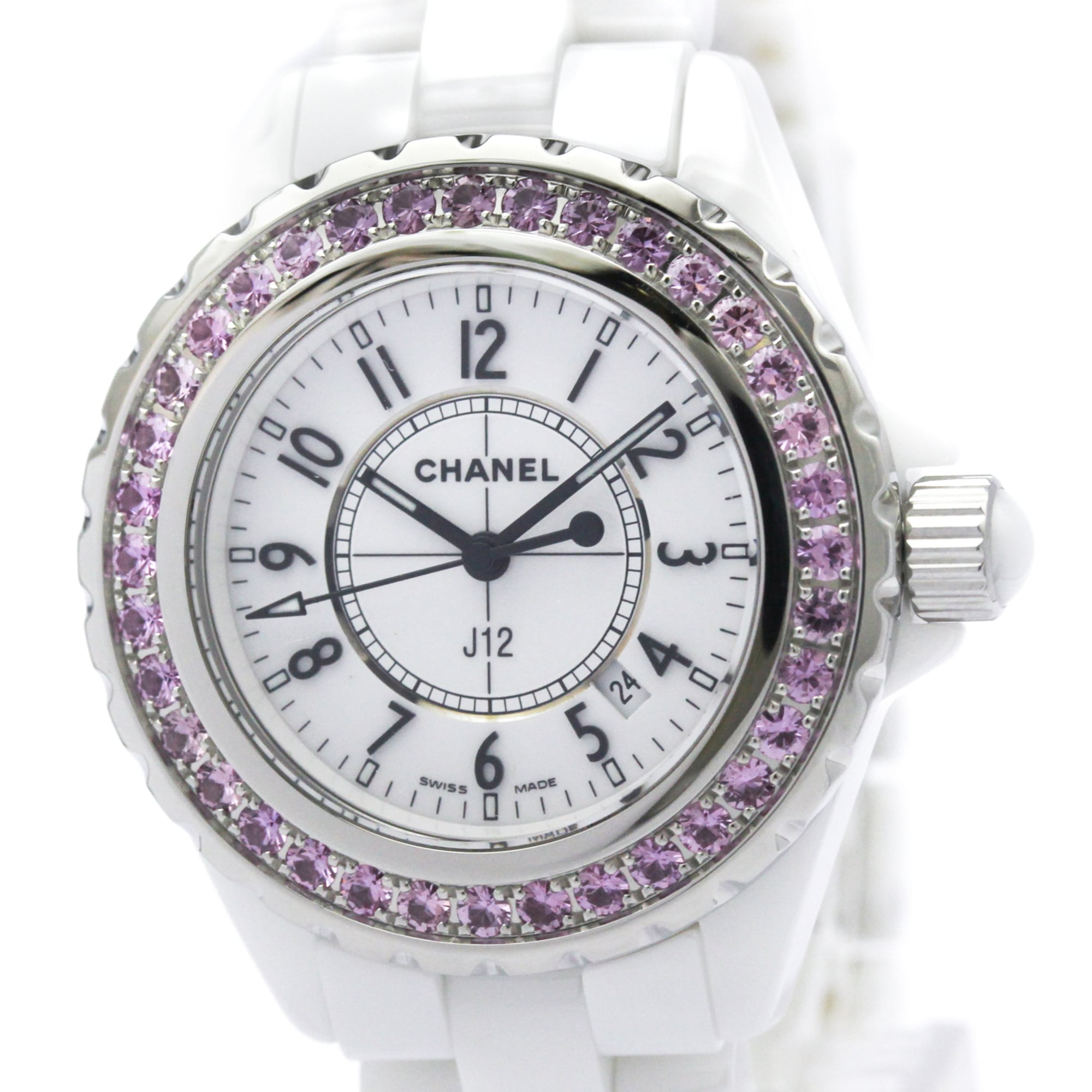 CHANEL J12 Pink Sapphire Ceramic Quartz Ladies Watch H1181 Polished