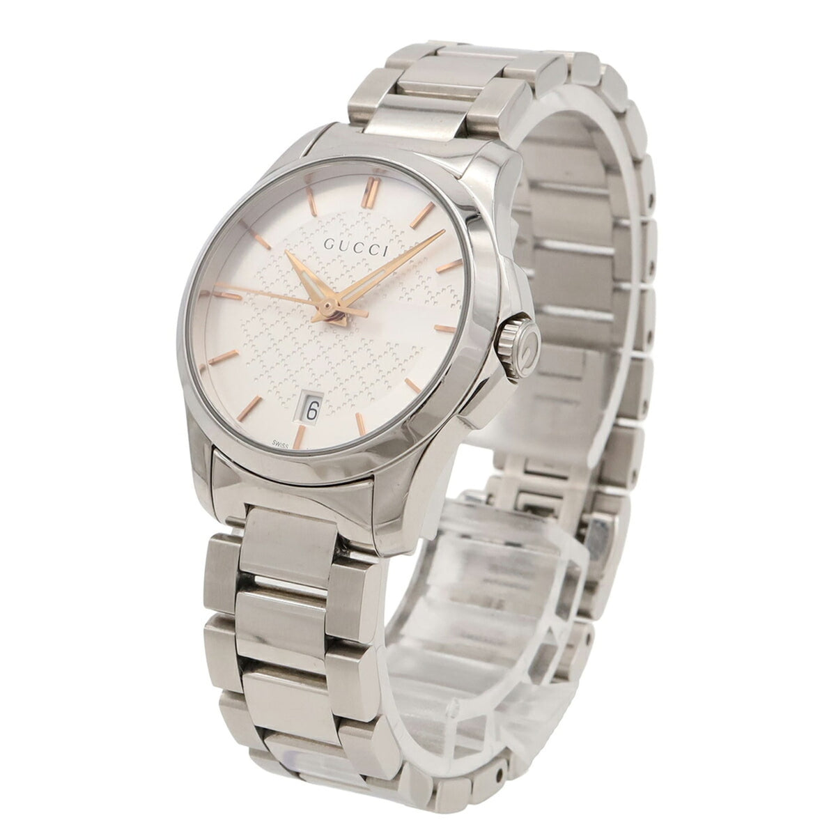Gucci G-Timeless Collection GG Date YA126565 Silver Dial 27mm Watch