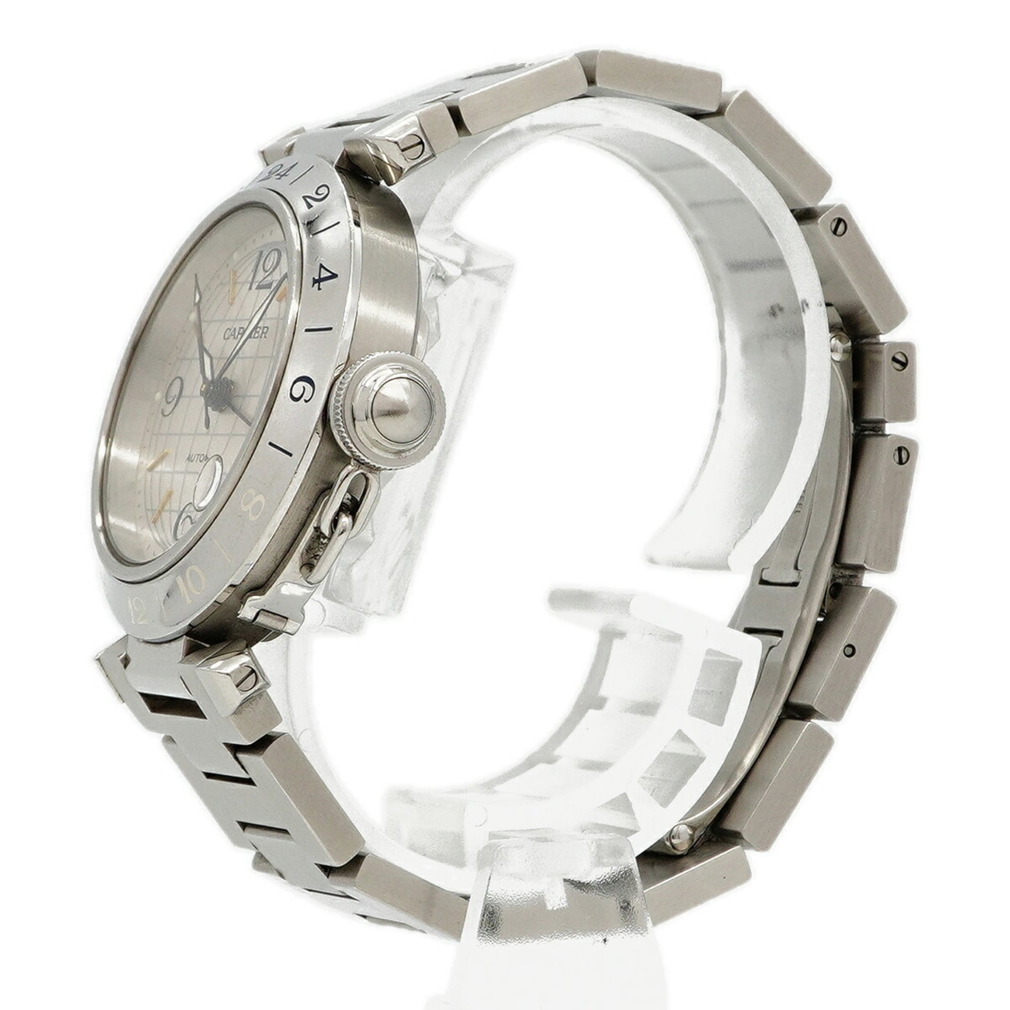 Cartier Pasha C Meridian GMT W31029M7 Silver Dial (Boys' Size)
