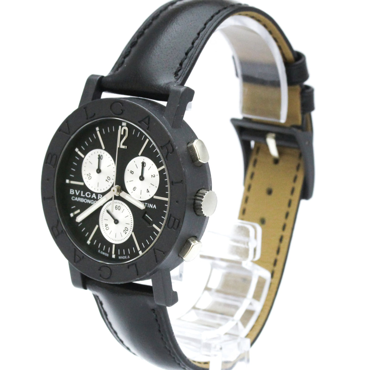 Bvlgari Carbon Gold Chronograph Cortina BB38CLCH horloge met zwarte wijzerplaat, 38 mm