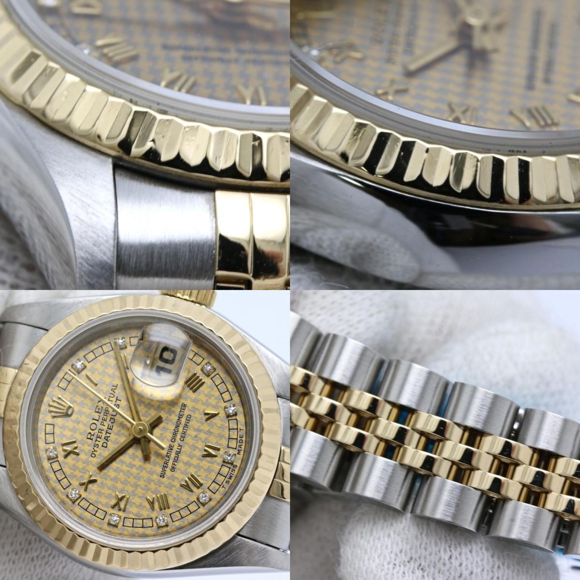 ROLEX Datejust 10P Diamond Houndstooth Gold 69173G Wo 40548